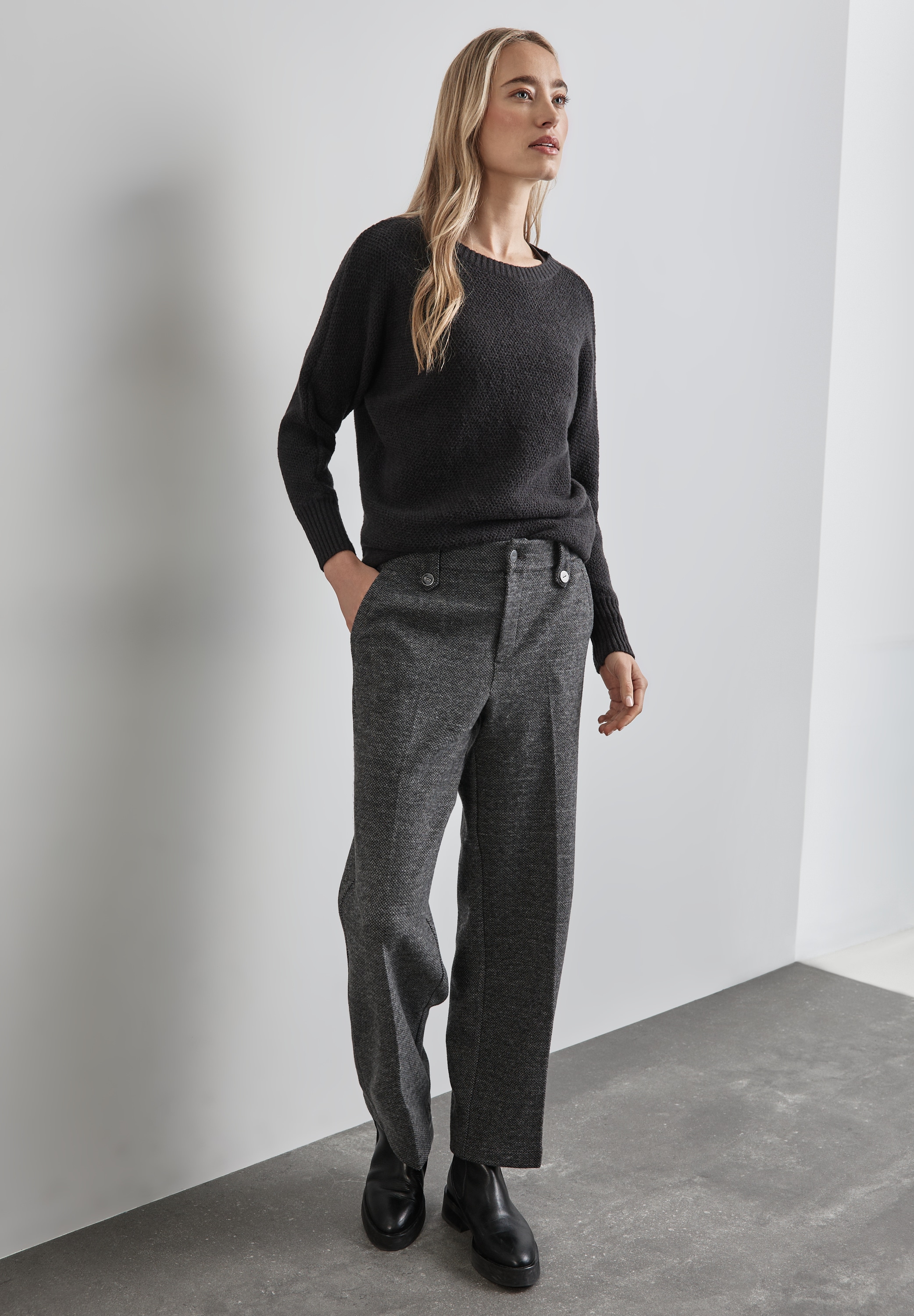 STREET ONE Stoffhose, Fishbone-Hose im Casual Fit