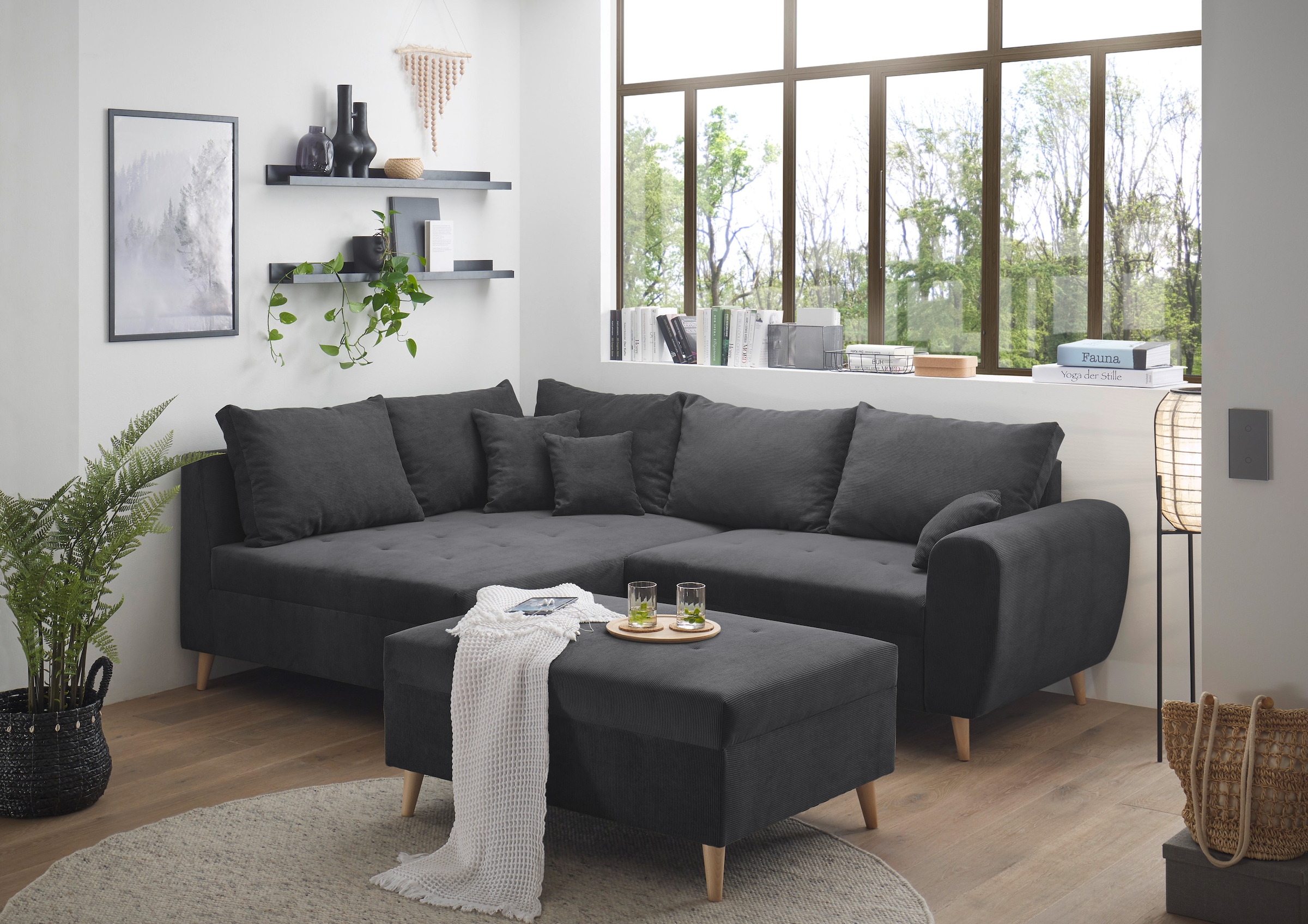 ED EXCITING DESIGN Ecksofa »Calanda L-Form«, mit Hocker & 3 Zierkissen günstig online kaufen