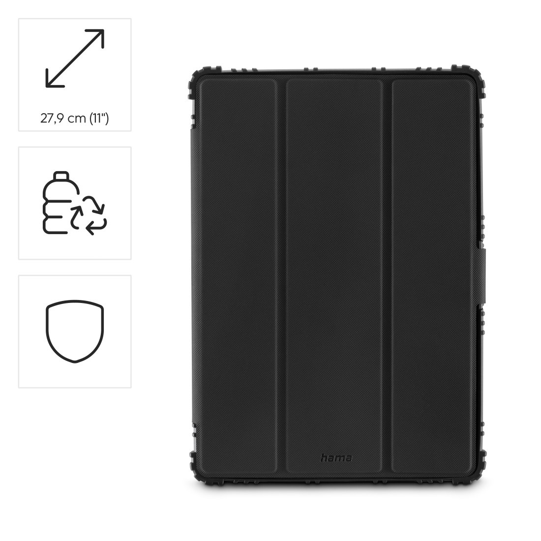 Hama Tablet-Hülle »Outdoor-Tablet-Hülle für Samsung Galaxy Tab A11+/A9+ 11", schwarz« Samsung Galaxy Tab A11+ | Samsung Galaxy Tab A9+ Stoßfest, Kantenschutz, Stiftfach, Standfunktion, Magnetverschluss