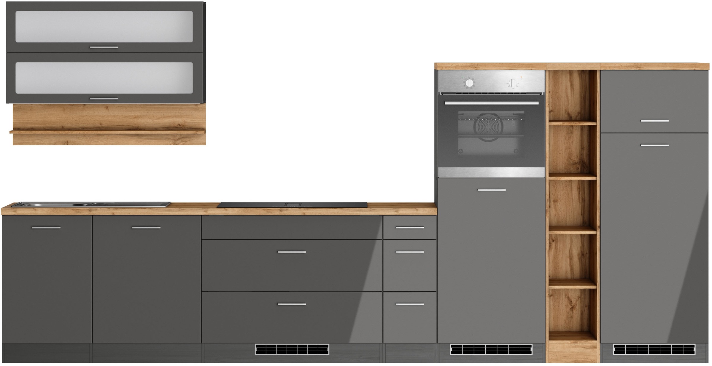 KOCHSTATION Küchenzeile »KS-Milan, optional mit Muldenlüfter« Breite 390 cm günstig online kaufen