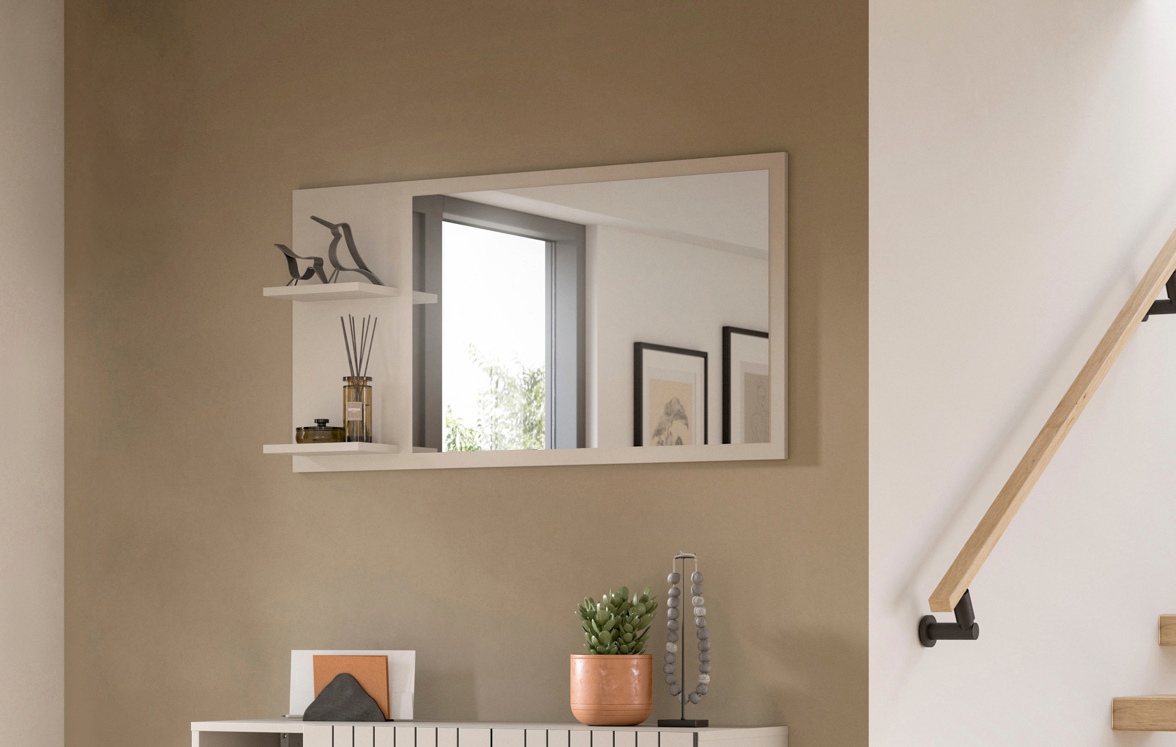 INOSIGN Spiegel »TATIO, 106x55x16 cm, 2 Ablageböden, große Spiegelfläche« G günstig online kaufen