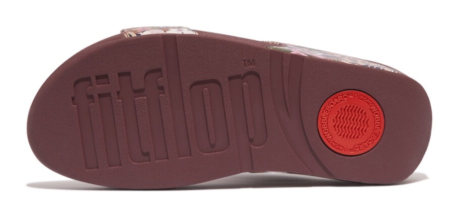 Fitflop Pantolette »LULU X JIM THOMPSON«, Keilabsatz, Sommerschuh, Schlappen mit zwei Bandagen