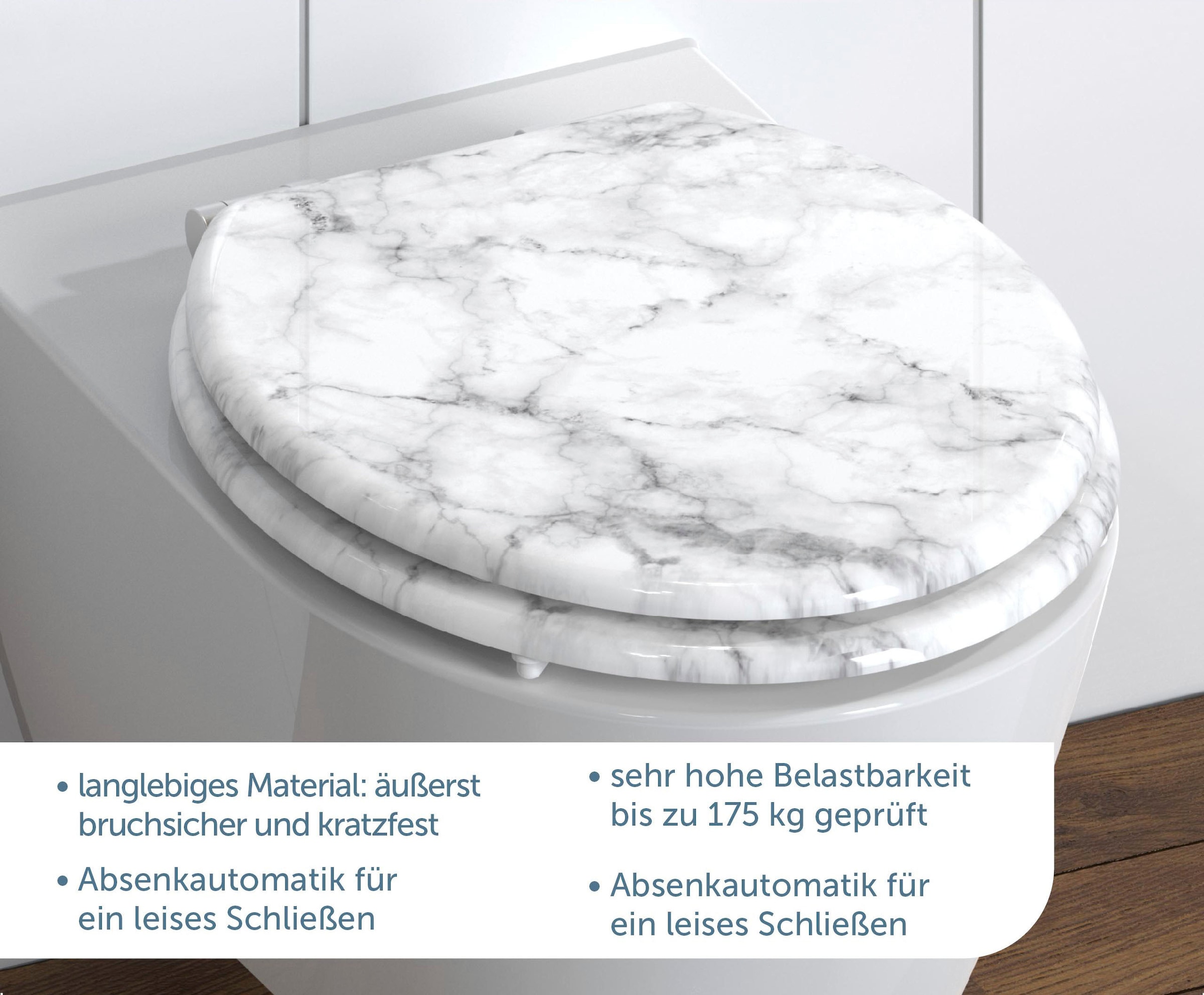 Schütte WC-Sitz »Marmor«, Absenkautomatik, Holzkern, Motivdruck, MDF günstig online kaufen