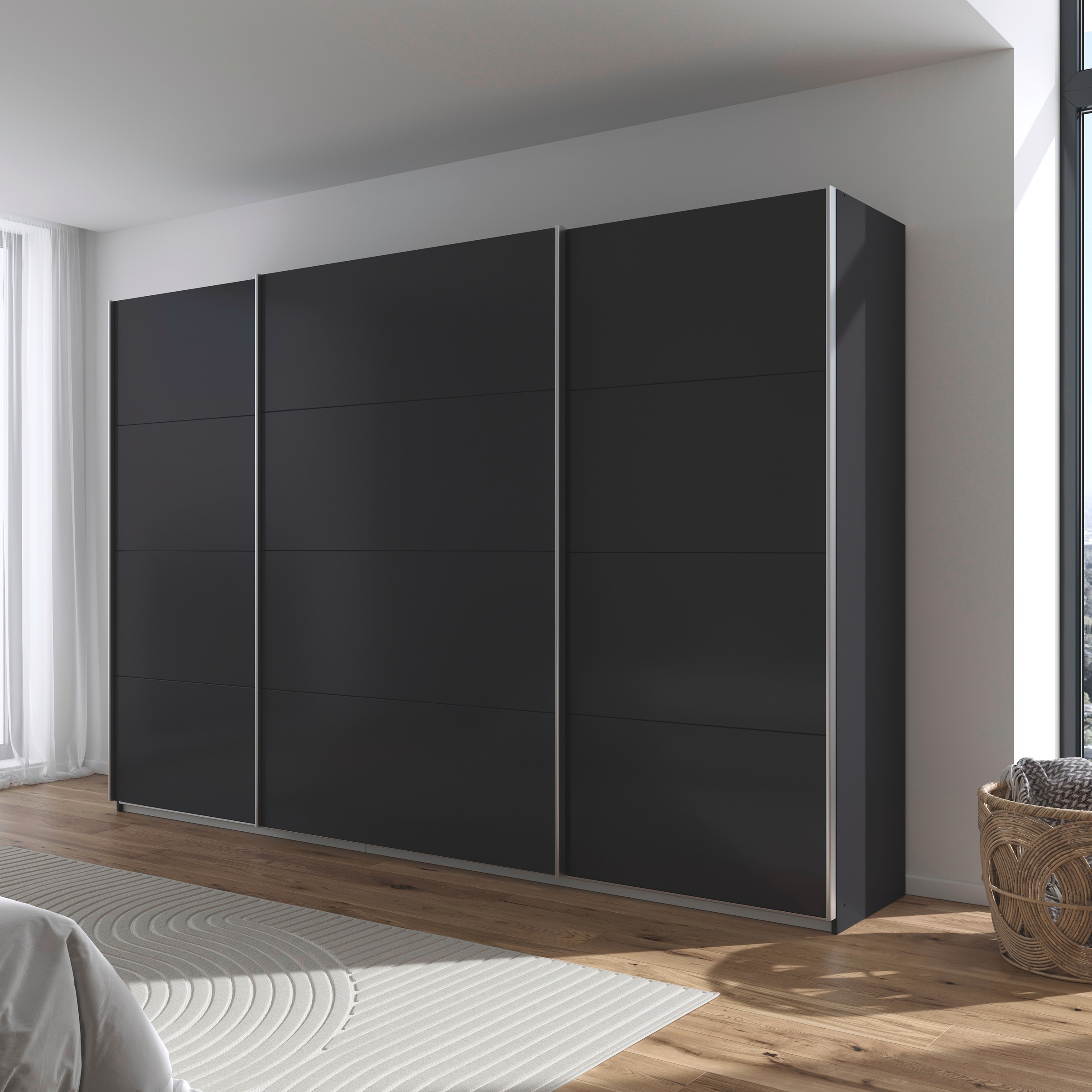 rauch Schwebetürenschrank »Kleiderschrank Schrank Garderobe AGORDO mit Dekor- oder Hochglanzfront«, (in zwei Griff-Farben), durchdachte Innenausstattung, in 4 Breiten und 2 Höhen MADE IN GERMANY