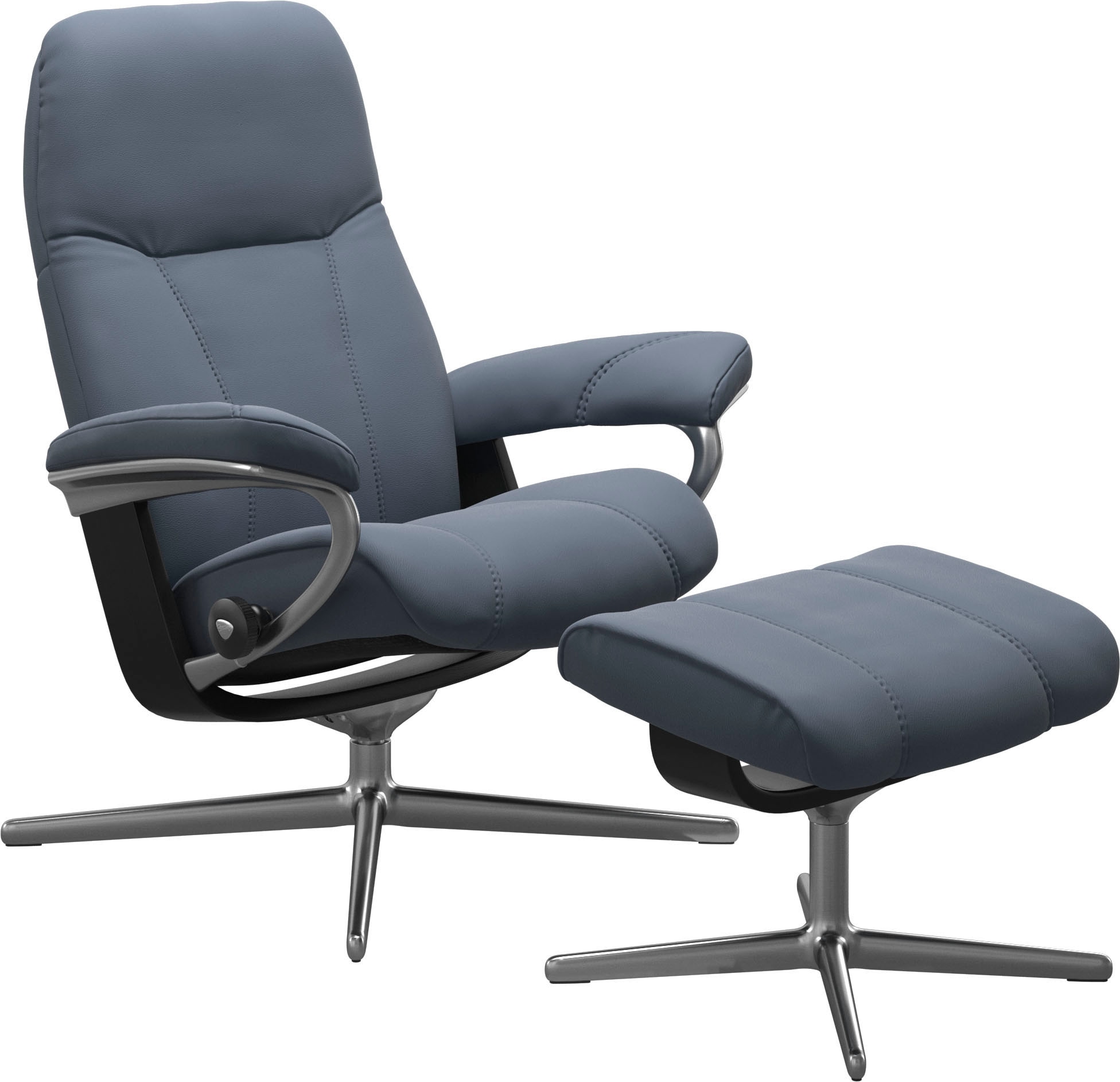Stressless® Relaxsessel »Consul« Set, Relaxsessel mit Hocker,  mit Hocker, mit Cross Base, Größe S, M & L, Holzakzent Schwarz