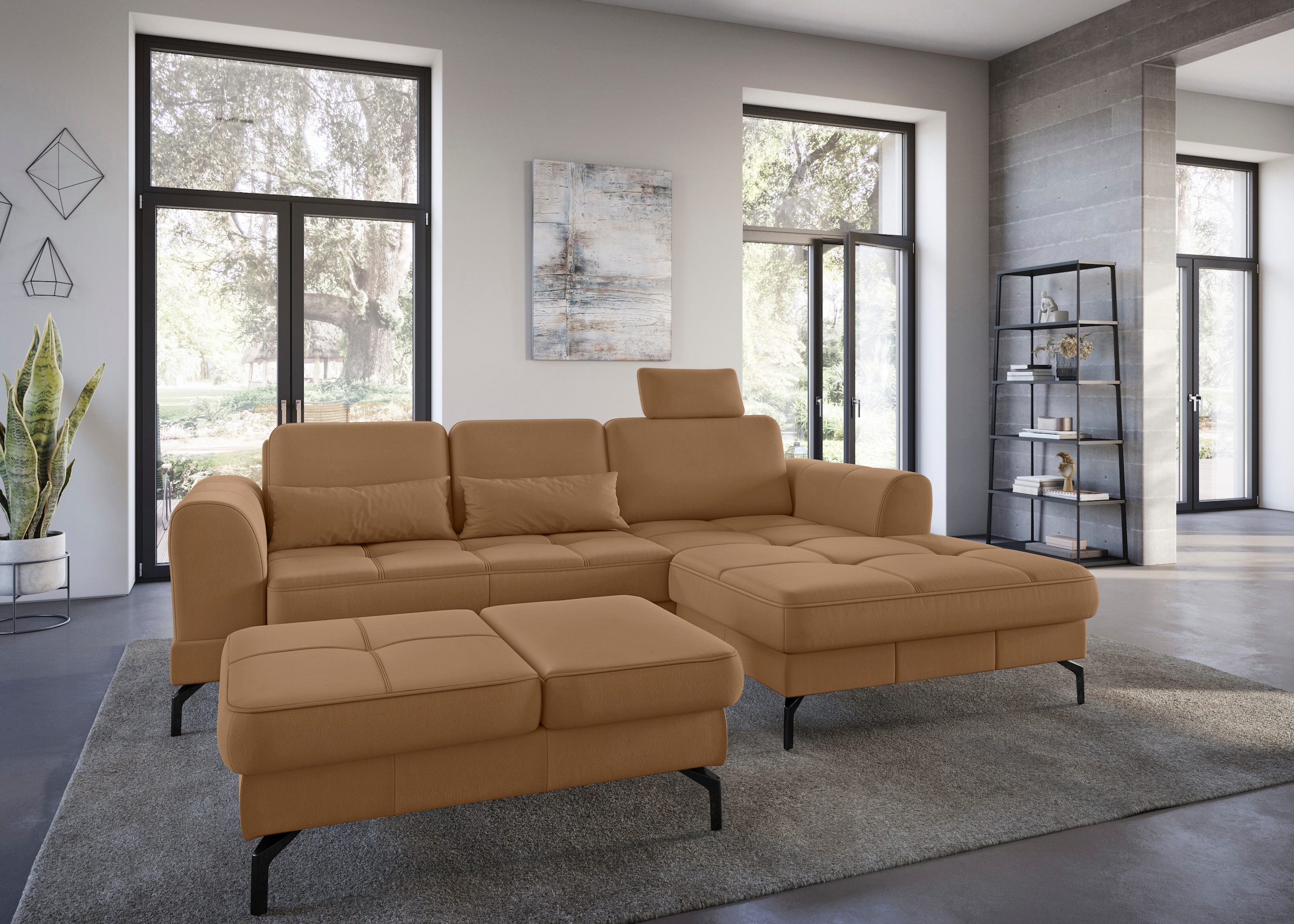 sit&more Ecksofa »Bendigo L-Form«, inklusive Sitztiefenverstellung, Bodenfreiheit 15 cm, 2 Fußfarben