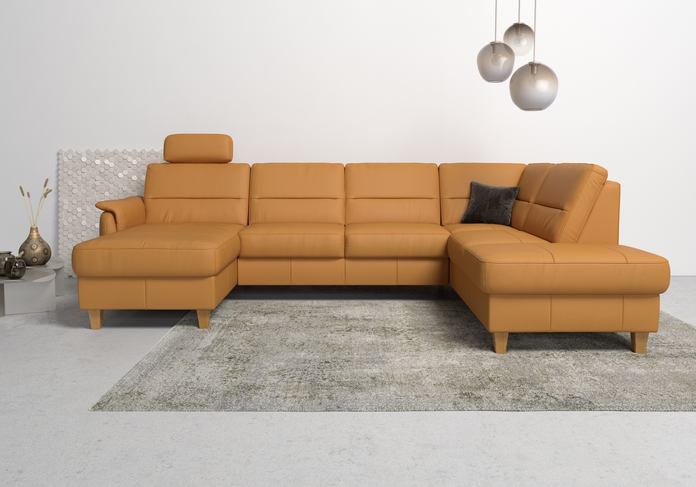 Home affaire Wohnlandschaft »Palmera U-Form«, Federkern, wahlweise mit Bettfunktion und mit/ohne Stauraum