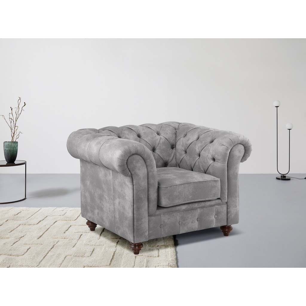 Home affaire Sessel »Chesterfield B/T/H: 105/69/74 cm«, mit hochwertiger Knopfheftung, auch in Leder