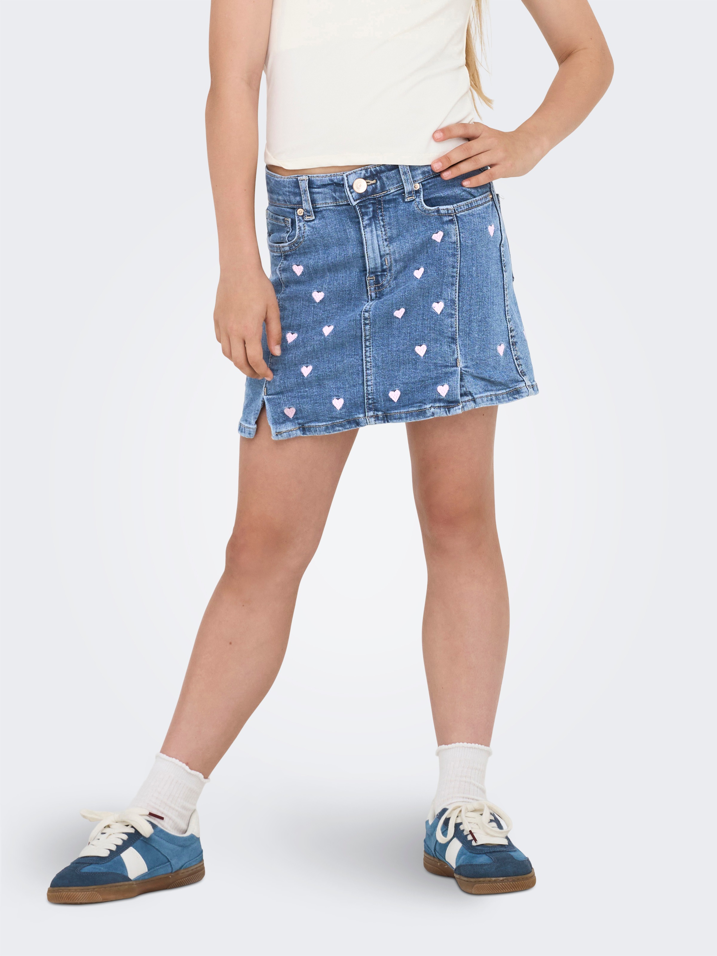 KIDS ONLY Jeansrock »KOGHOXTON HEART EMBROIDERY DNM SKIRT« Light Medium Blue Denim 164 164 Rock von Kids Only für Mädchen