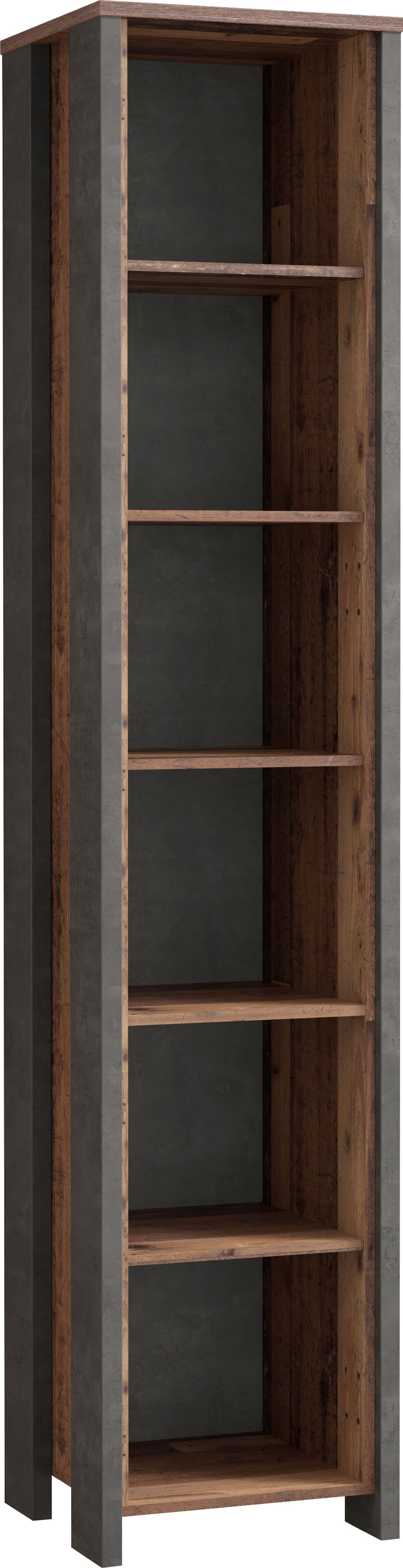 Aktenregal „Clif“, Old – Wood Vintage / Betonoptik Dunkelgrau B/H/T: 46 cm x 220,7 cm x 41,6 cm