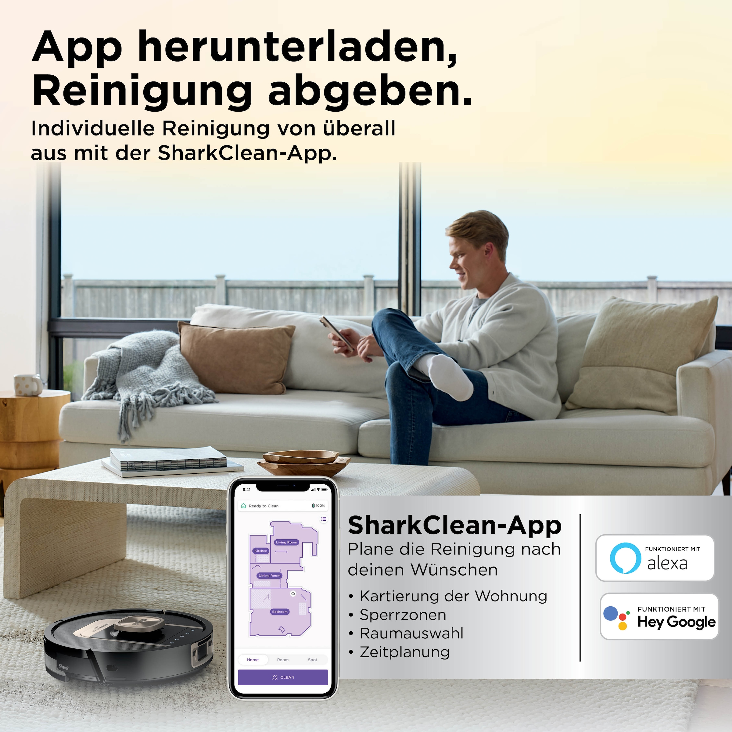 Shark Saugroboter »Shark ThermaCharged PowerDetect Nass- und Trocken-Saugroboter« beheizte Basisstation verwendet 85°C heißes Wasser und 80°C warme Luft