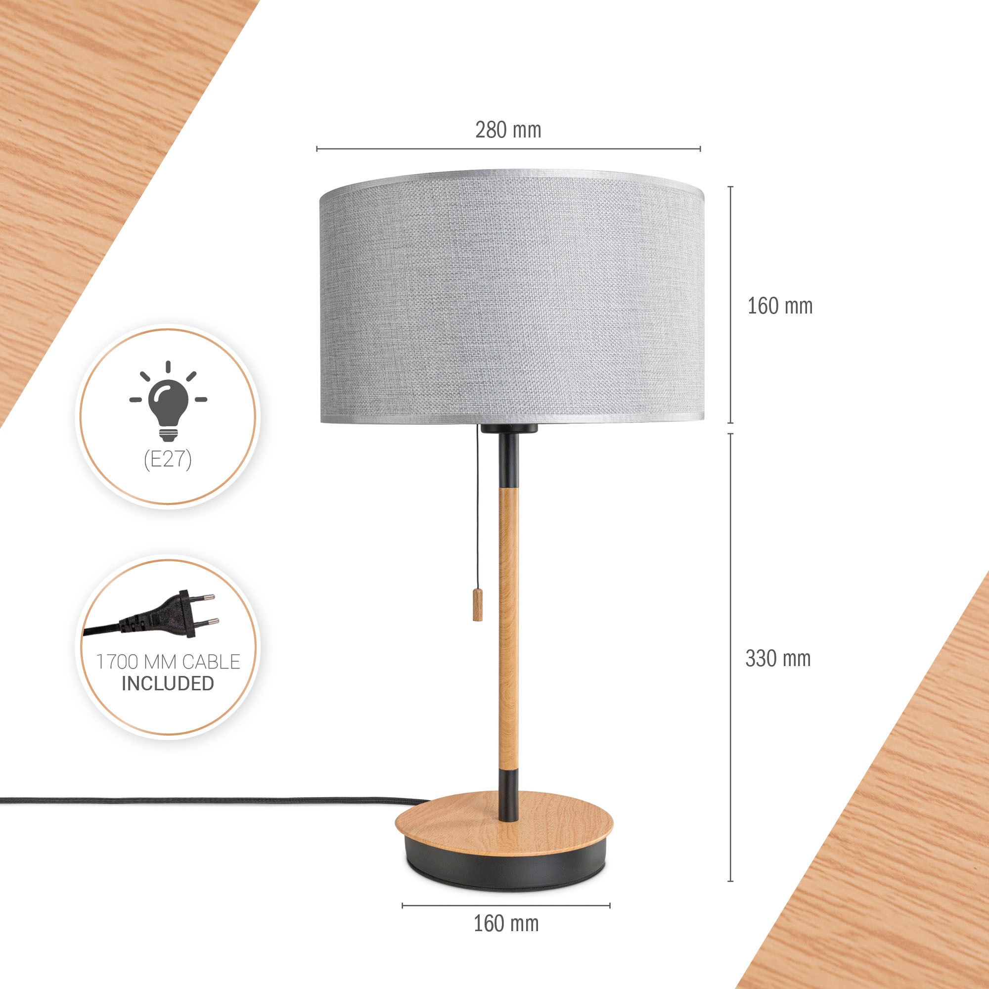 Paco Home Tischleuchte »EKO CANVAS UNI COLOR«, Leuchtmittel E27   ohne Leuc günstig online kaufen