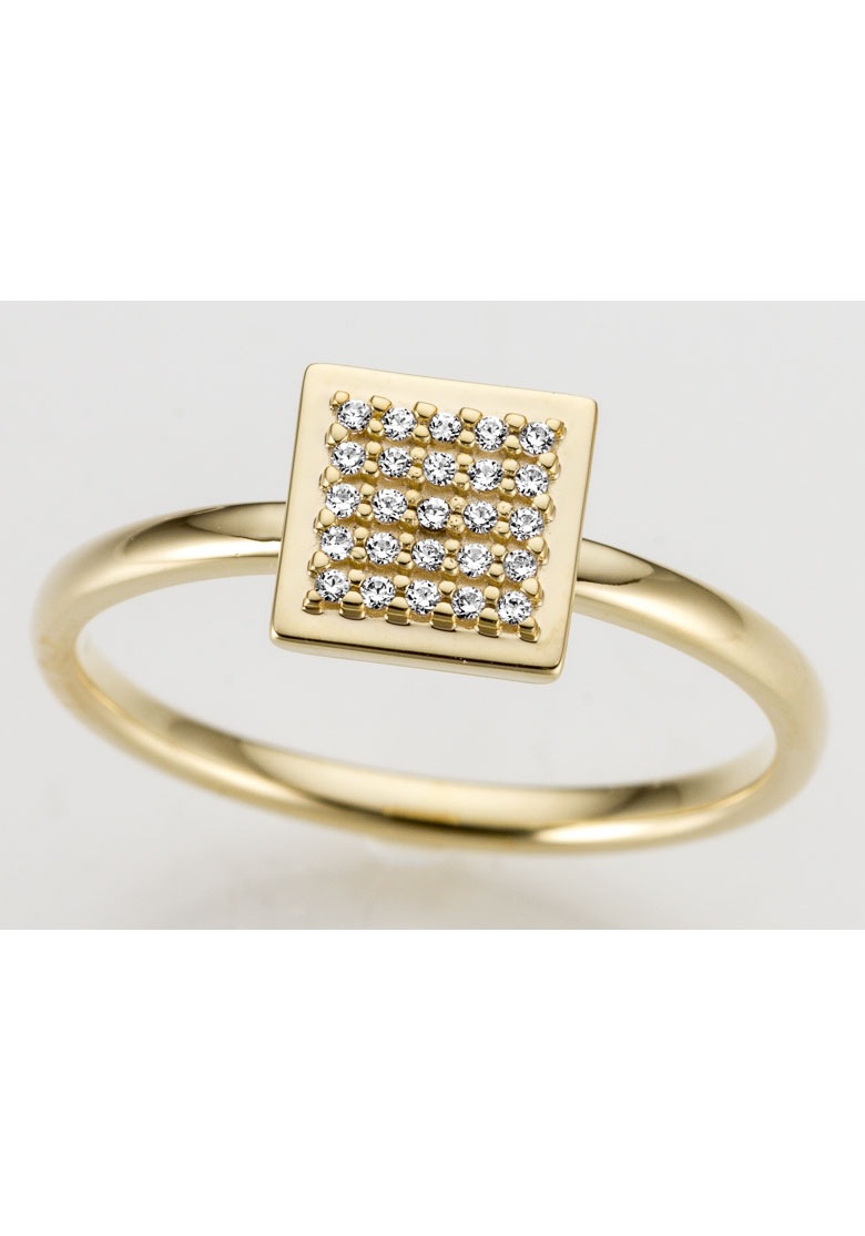 Firetti Goldring »Schmuck Geschenk Gold 585, Quadrat, teilw. rhodiniert, massiv«, mit Brillanten