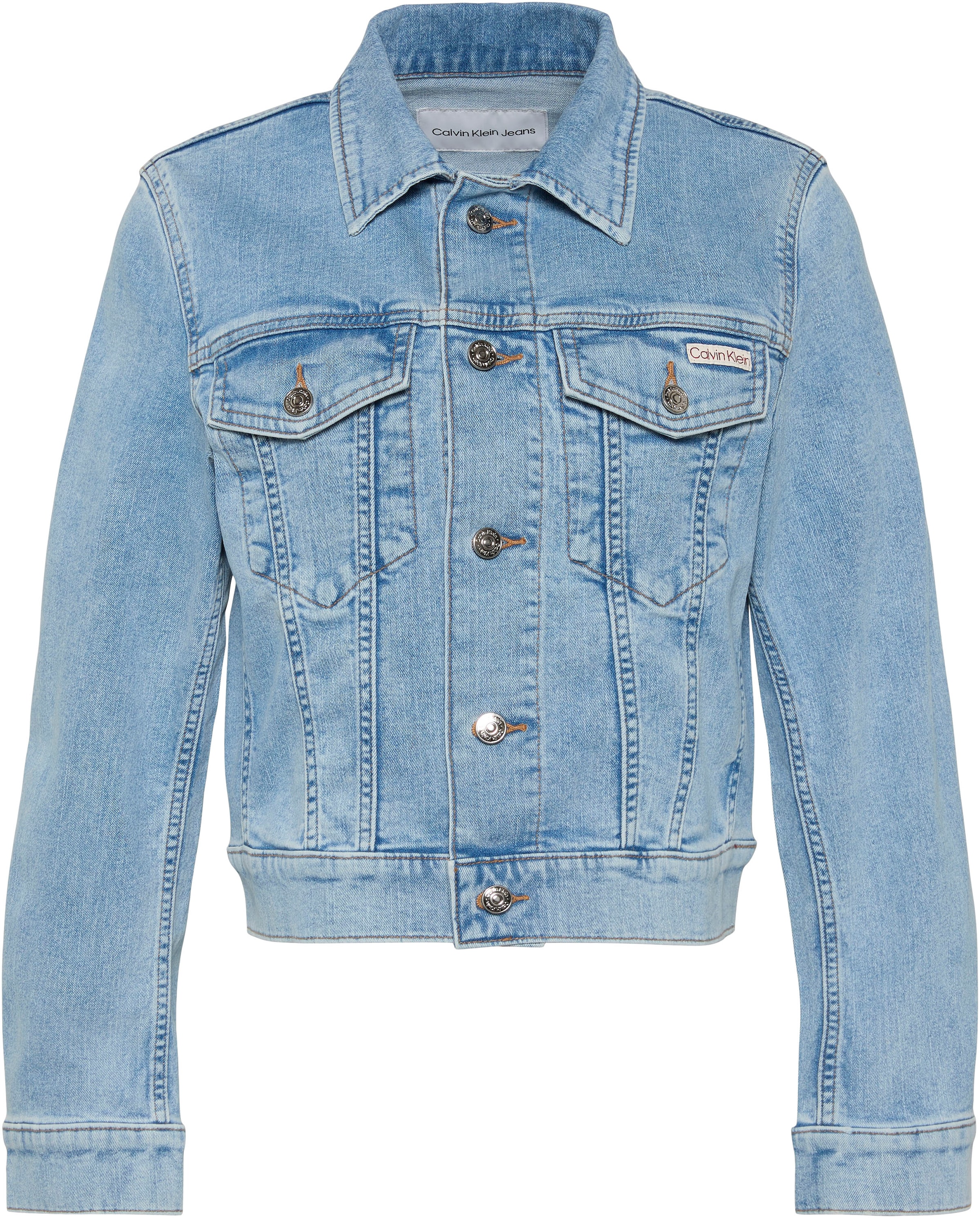 Calvin Klein Jeans Jeansjacke »CLASSIC TRUCKER COASTAL LIGHT« ohne Kapuze Regular fit mit Rundhalsausschnitt
