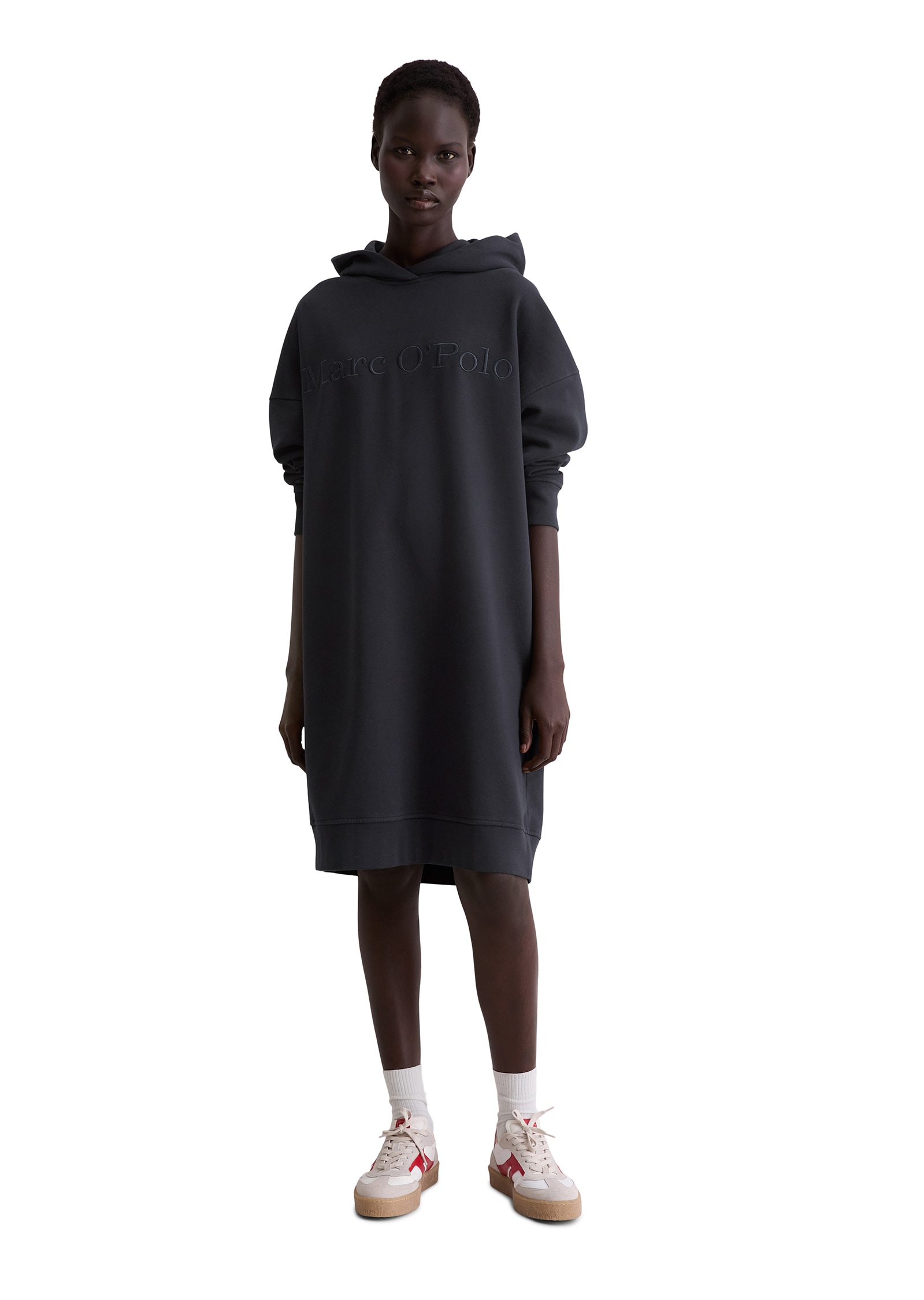 Marc O'Polo Sweatkleid »mit Kapuze« Ton-in-Ton-Markenstickerei