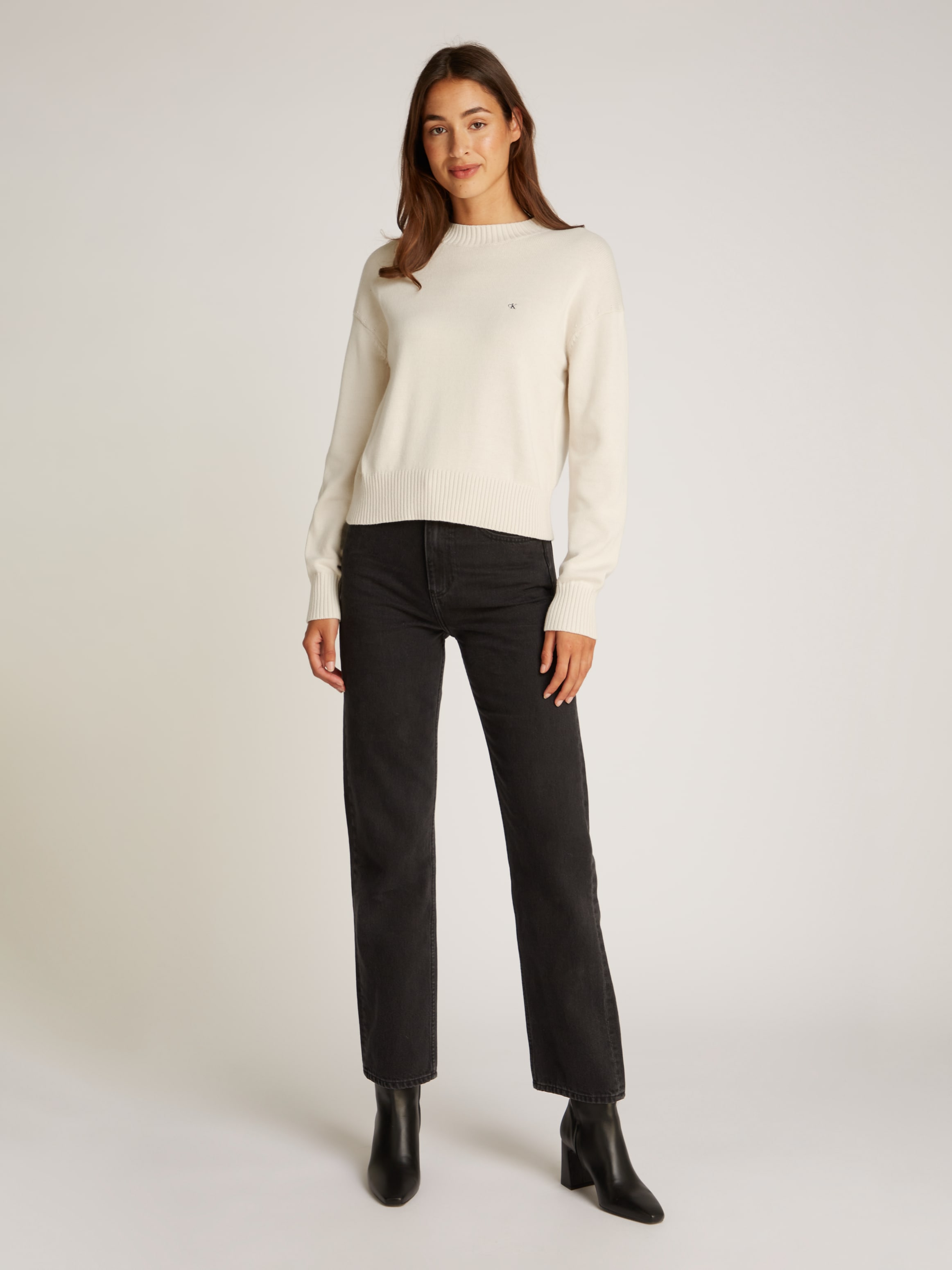 Calvin Klein Jeans Rundhalspullover »MONOGRAM EMBRO CREWNECK SWEATER«, mit Logostickerei