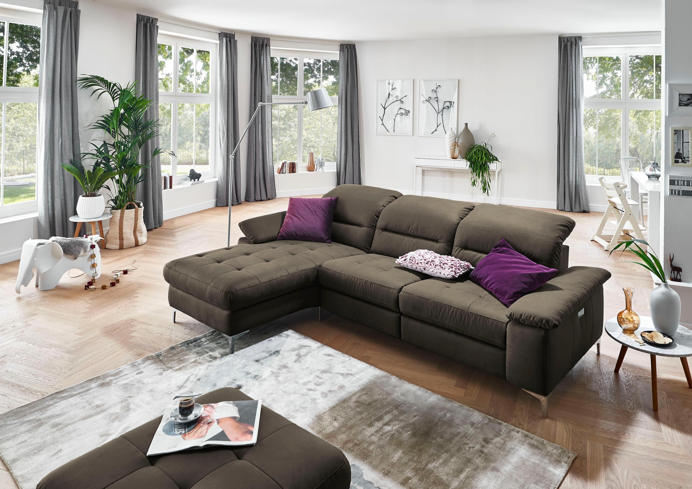 Places of Style Ecksofa »Basel L-Form«, mit vollmotorischer Relaxfunktion u günstig online kaufen