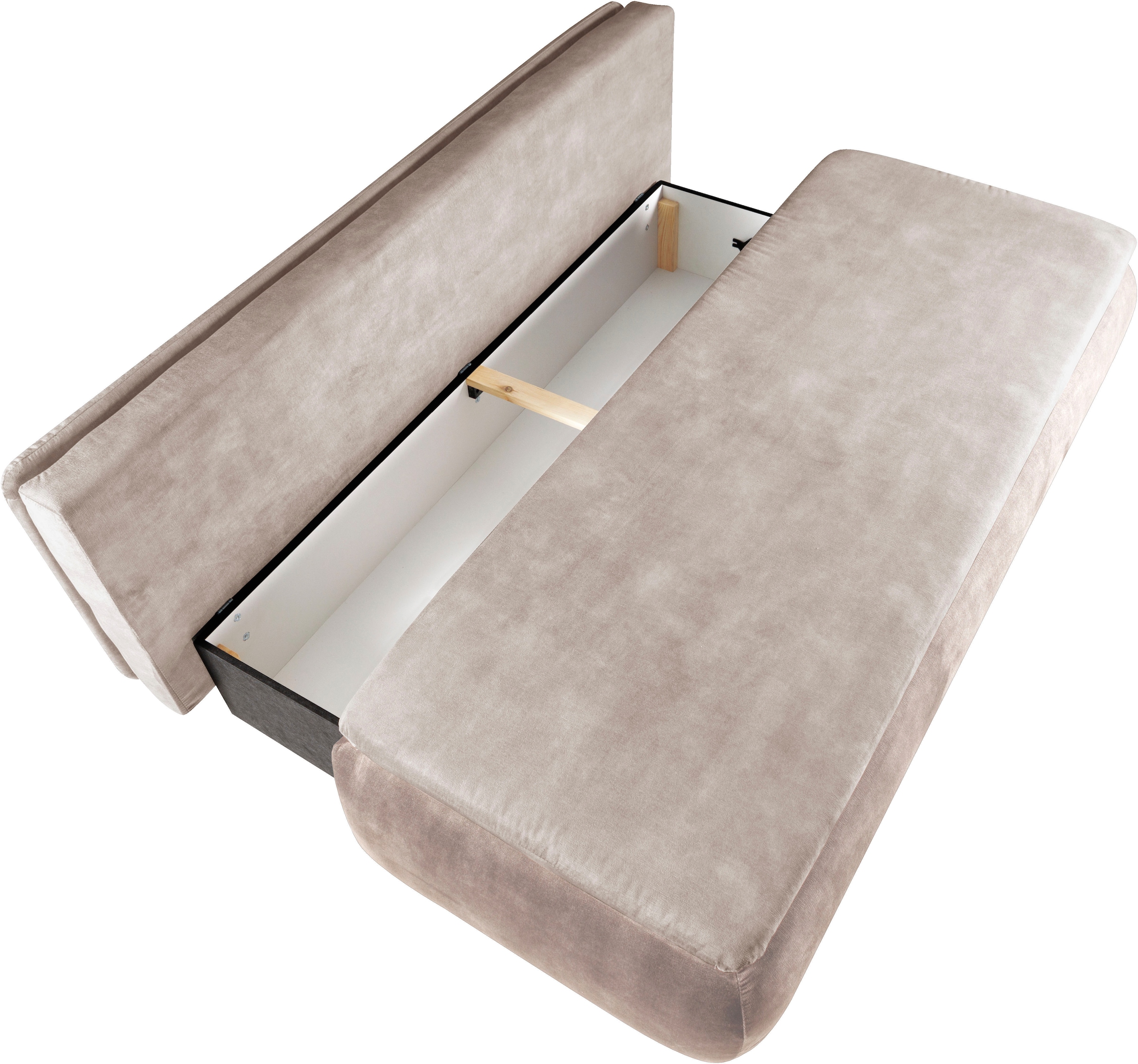 WERK2 Schlafsofa »Tekla 206 cm LED modern, Liegefläche 200/140cm, Wellenunterfederung« Veloursstoff, Schlaffunktion, Bettkasten, LED-Beleuchtung