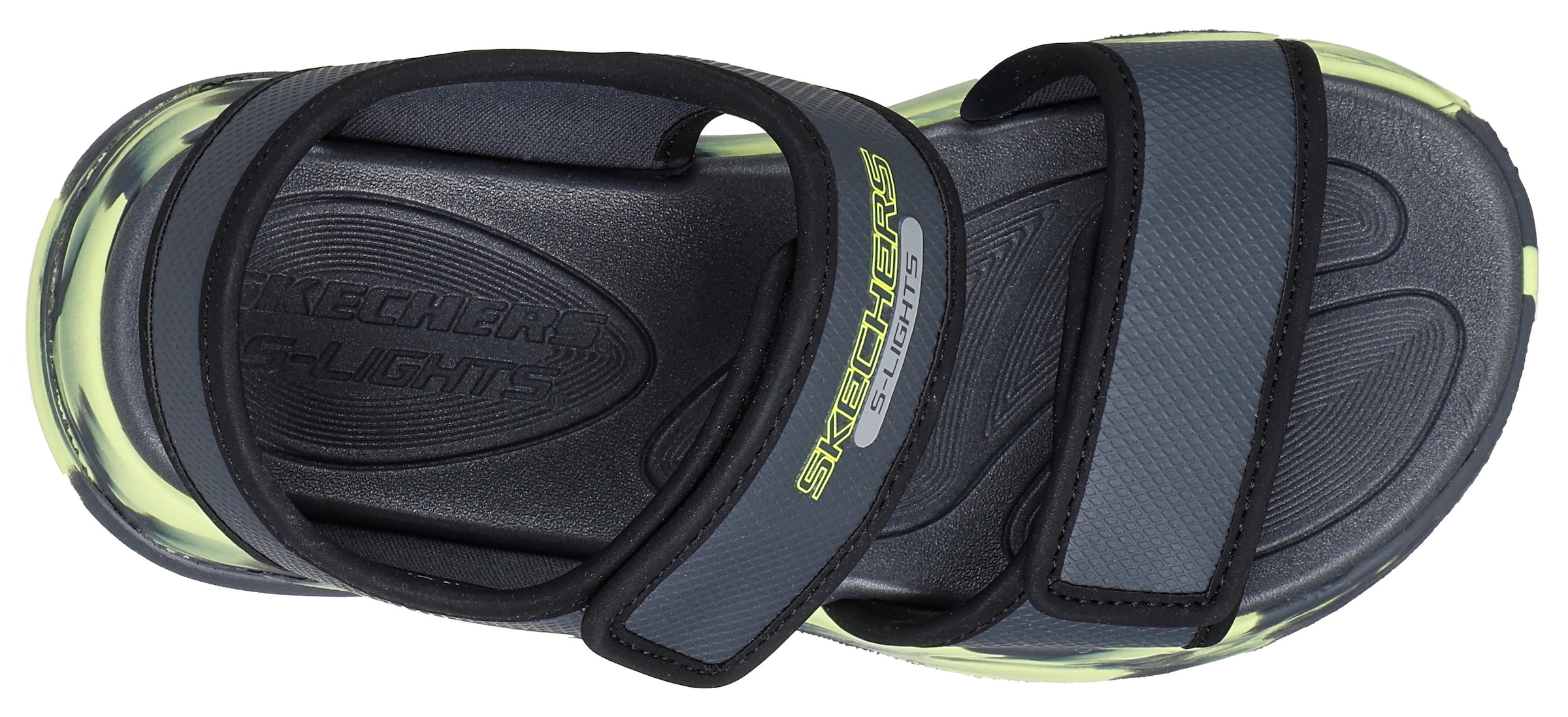 Skechers Sandale »SOLA GLOW SANDAL«, Sandale mit Klettverschluss+Blinkfunk., Größenschablone zum Download