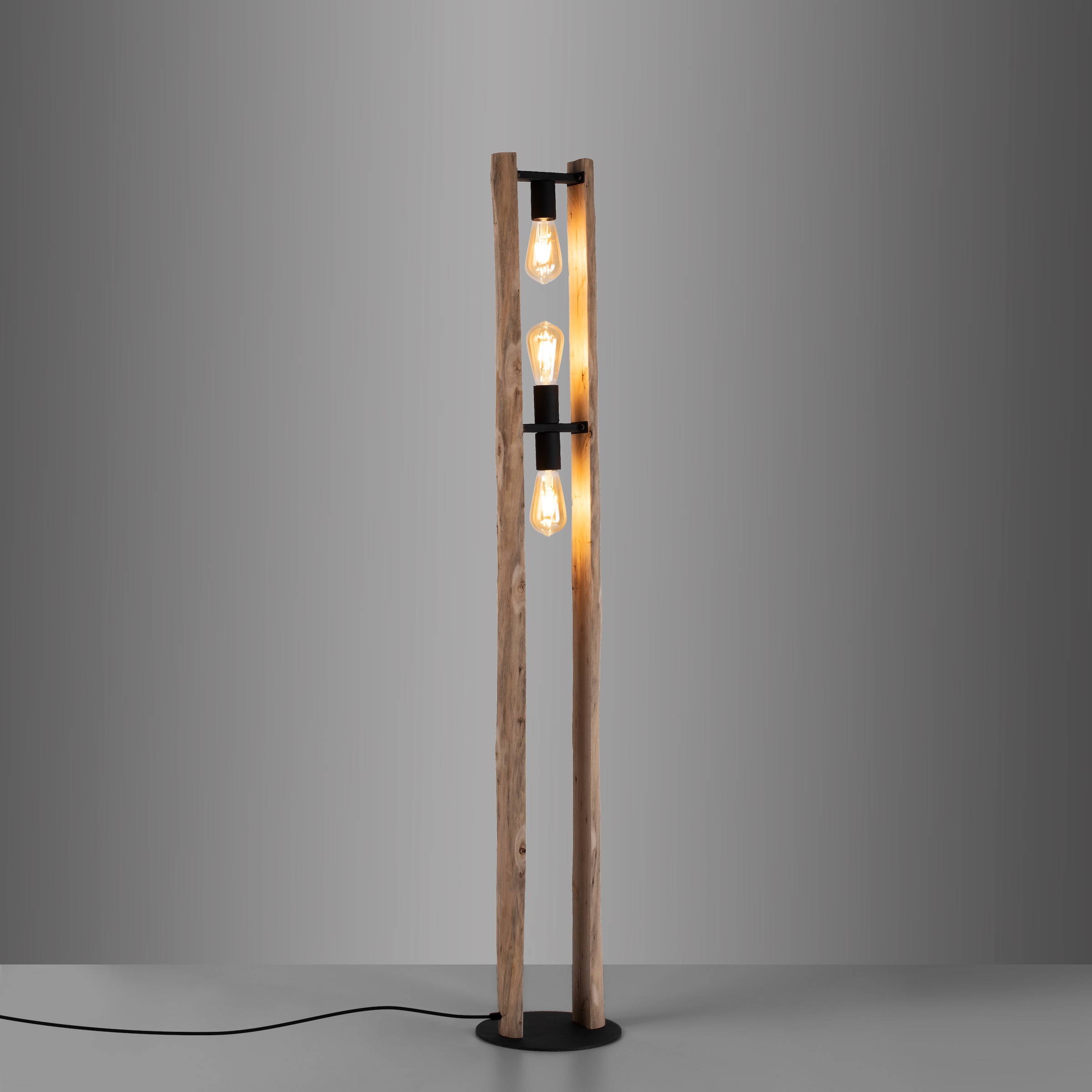 JUST LIGHT Stehlampe »LOG«, 3 flammig, ExklusiveE27, Schalter, Fußschalter