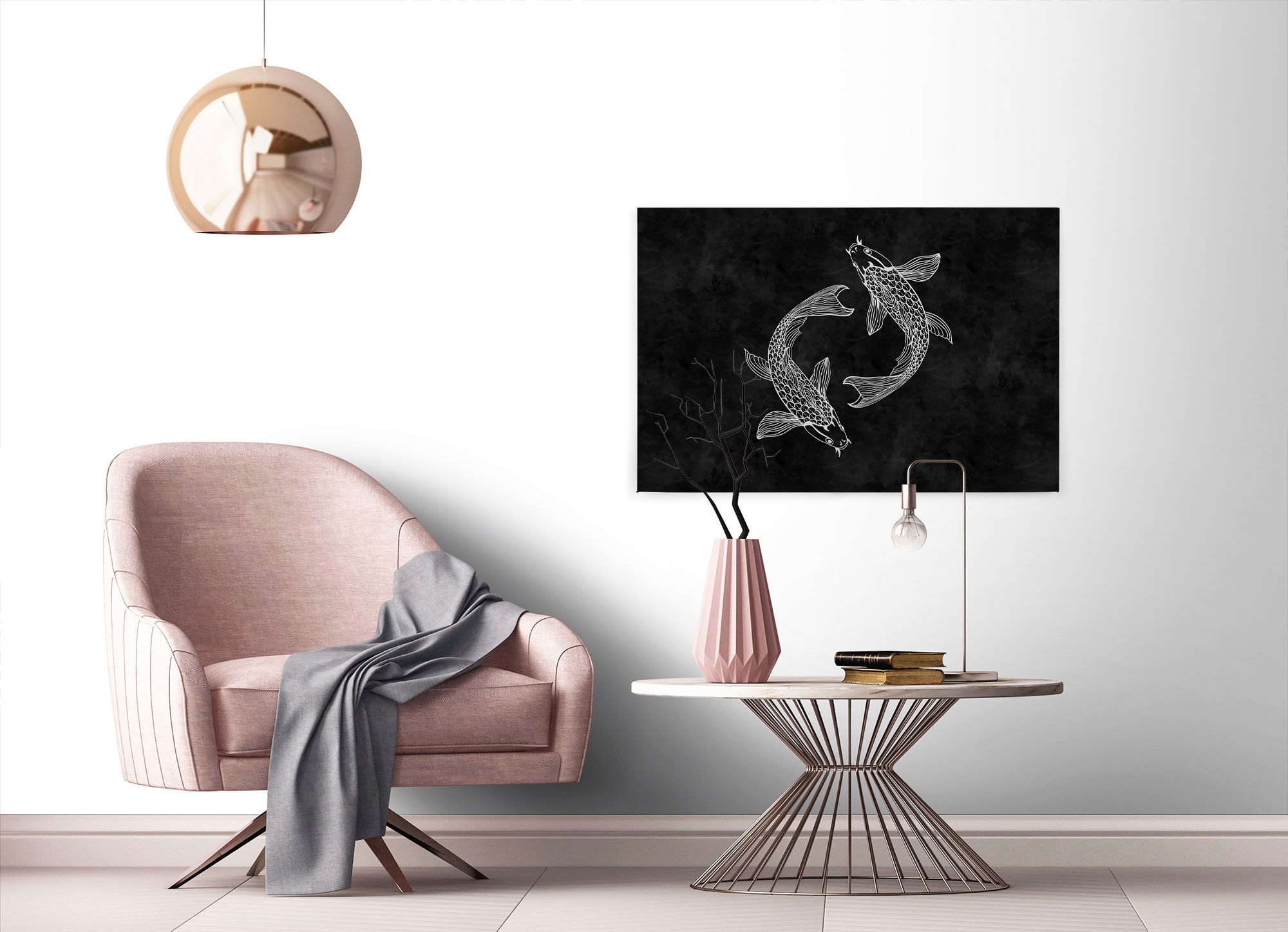 A.S. Création Leinwandbild »blackboard 5«, Kunst-Gemälde-Kinder, (1 St.), Schwarz-Weiß Fische Keilrahmen Tafel Leinwand-Bild Wohnzimmer modern
