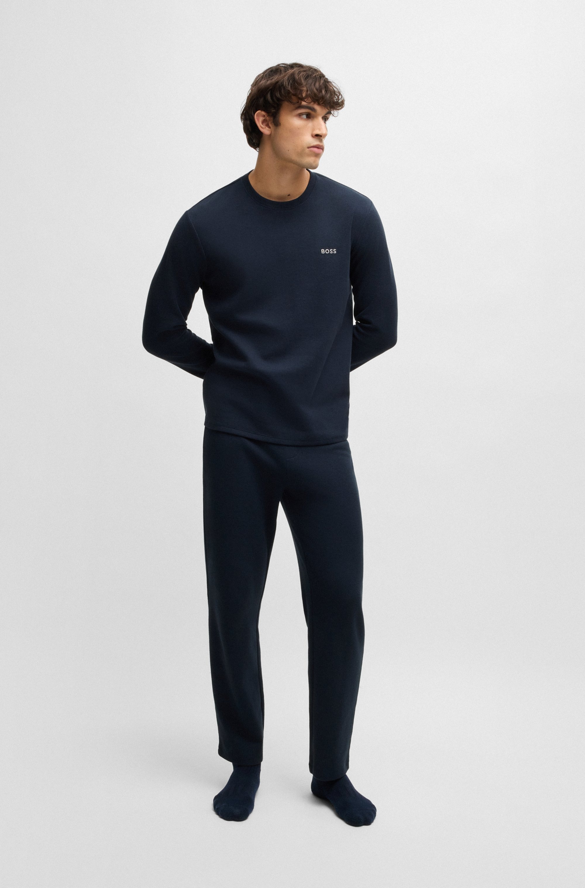BOSS Pyjamaoberteil »Waffle LS-Shirt«