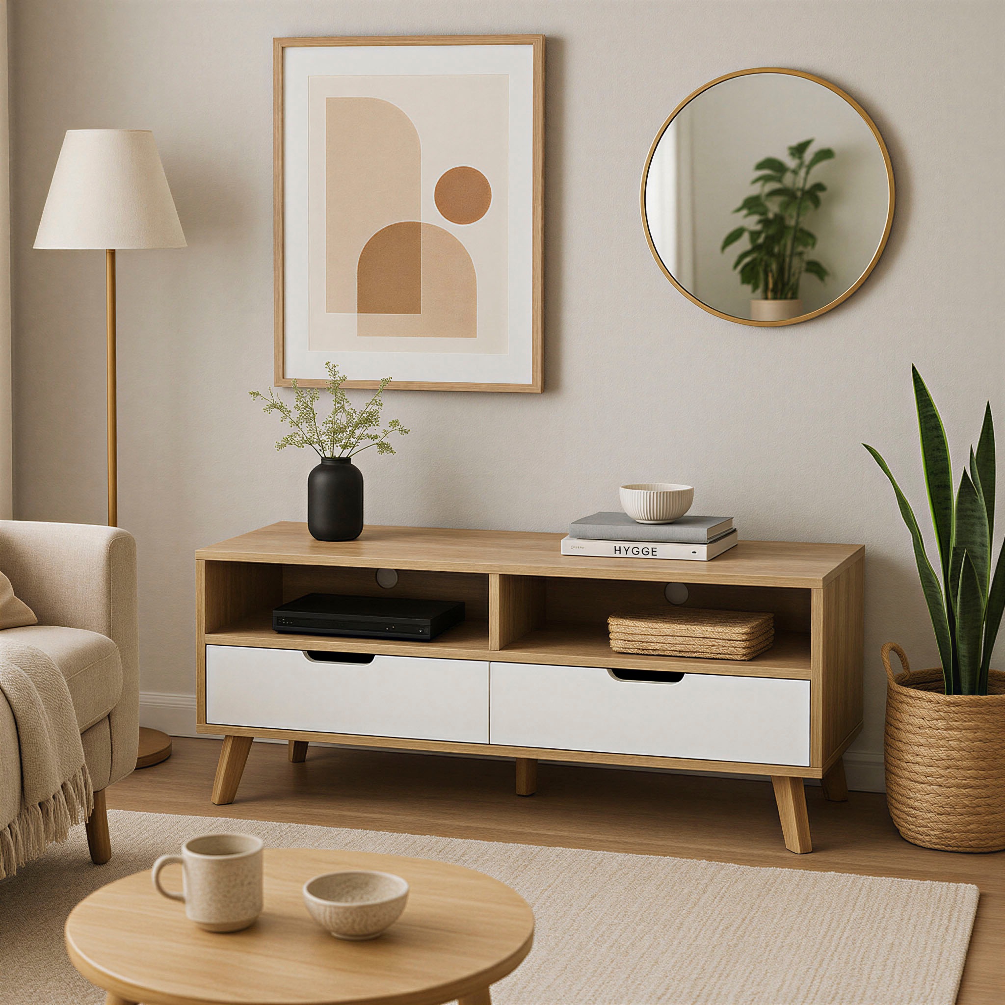 Möbilia Lowboard »Delea« Kommode mit 2 Kabeldurchführungen