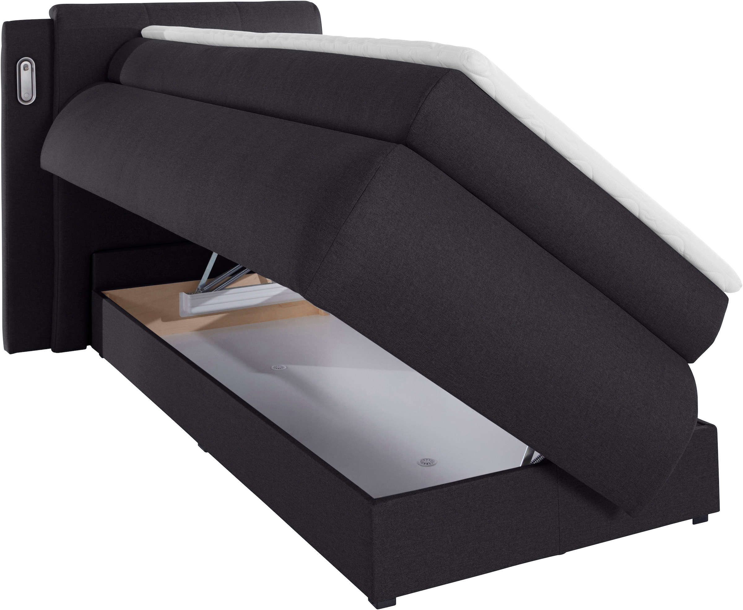COLLECTION AB Boxspringbett »Borna«, inklusive Bettkasten, LED-Beleuchtung und Topper
