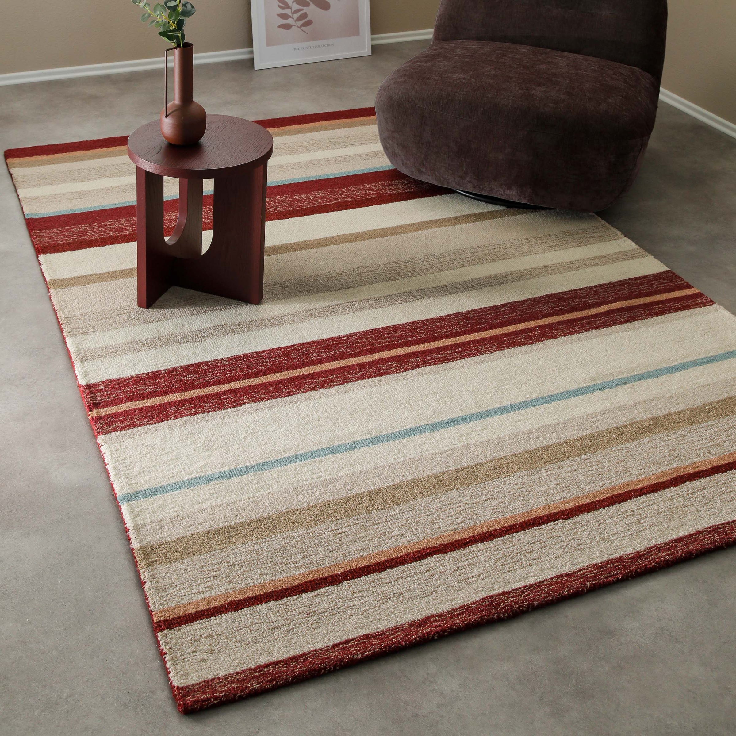 Wecon home Teppich »Sally«, rechteckig, 7 mm Höhe, handgefertigt, gestreift, pflegeleicht, Wolle, Wohnzimmer, Esszimmer