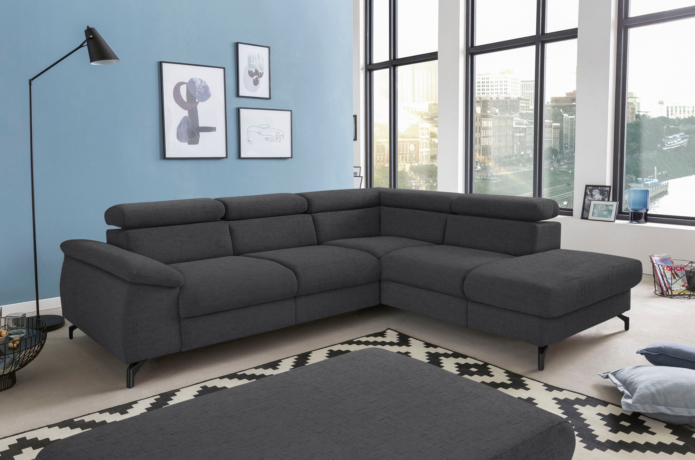 COTTA Ecksofa »Komaris L-Form«, mit Kopfteilverstellung, wahlweise mit Bettfunktion & Bettkasten