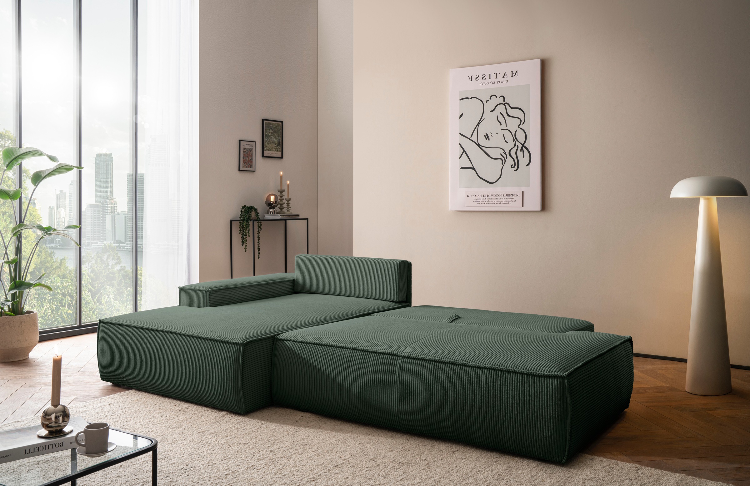 Home affaire Ecksofa »SHERWOOD, Schlafsofa in L-Form offen (275cm), Cord, L günstig online kaufen