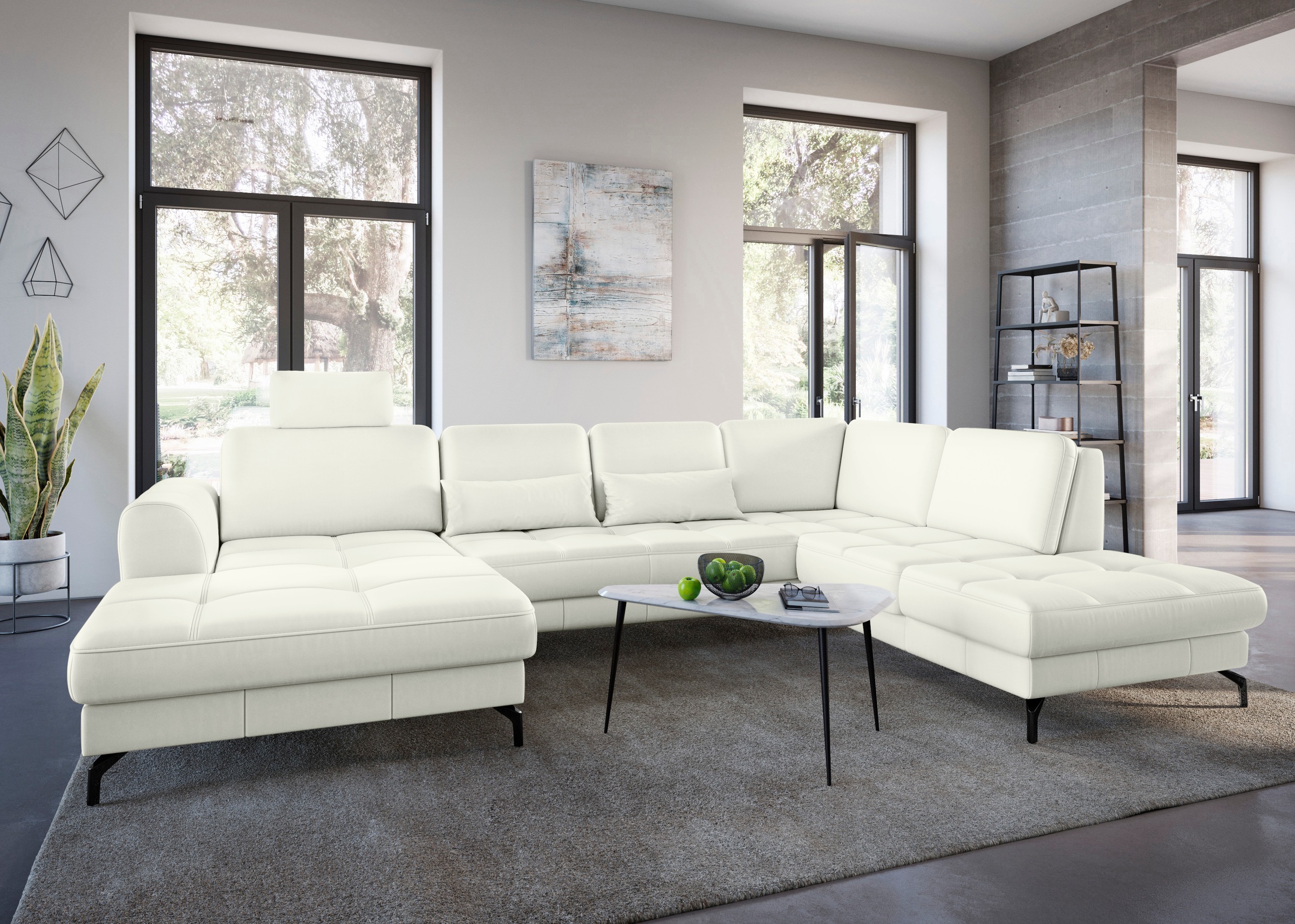 sit&more Wohnlandschaft »Bendigo U-Form«, inklusive Sitztiefenverstellung, Bodenfreiheit 12 cm, in 2 Fußfarben