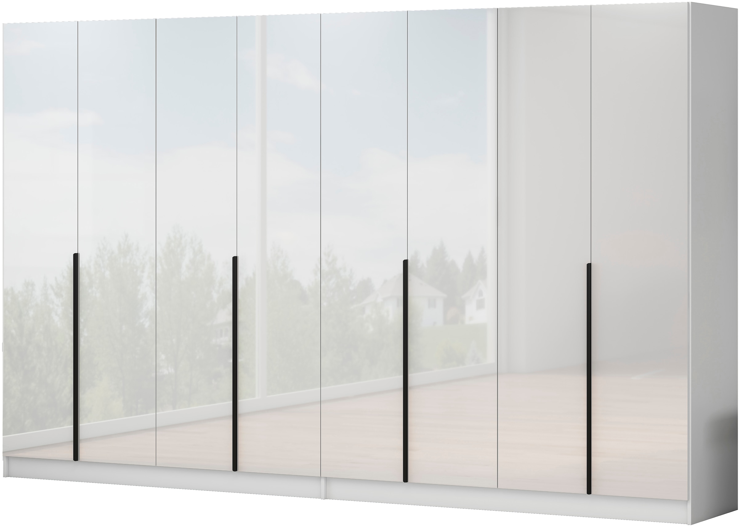 OTTO home Kleiderschrank »Annor Schlafzimmerschrank Breite 323 cm hochglanz Schrank Garderobe« Drehtürenschrank mit perfekter Innenausstattung - elegante Türgriffe