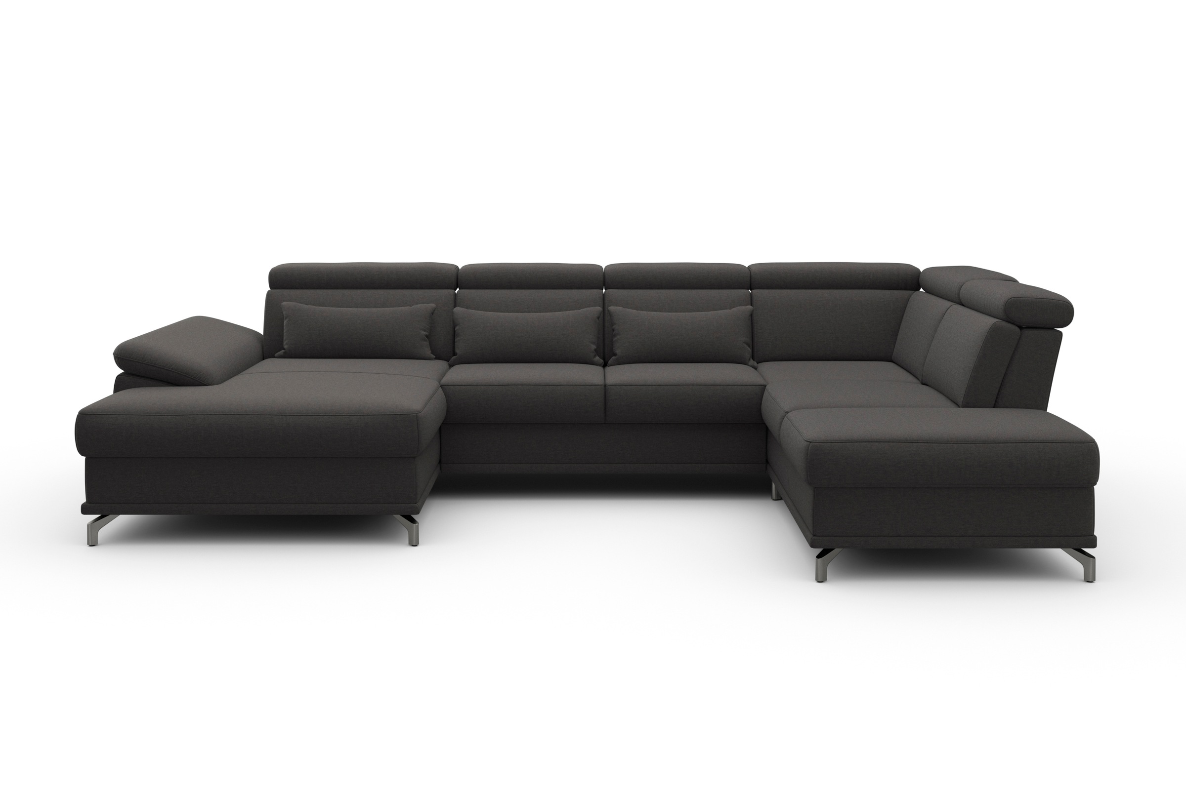 sit&more Wohnlandschaft »Cabrio U-Form, mit Sitztiefenverstellung, Arm- und Kopfteilverstellung«, 3 Nierenkissen, Federkern, optional Bettfunktion und Stauraum