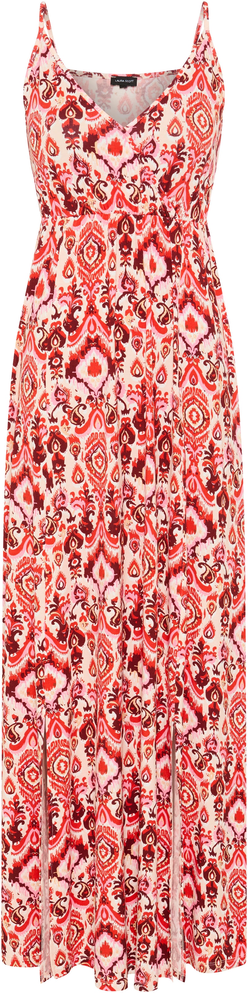 Laura Scott Sommerkleid mit Spaghetti-Trägern, aus Viskose und Elasthan, gemustert