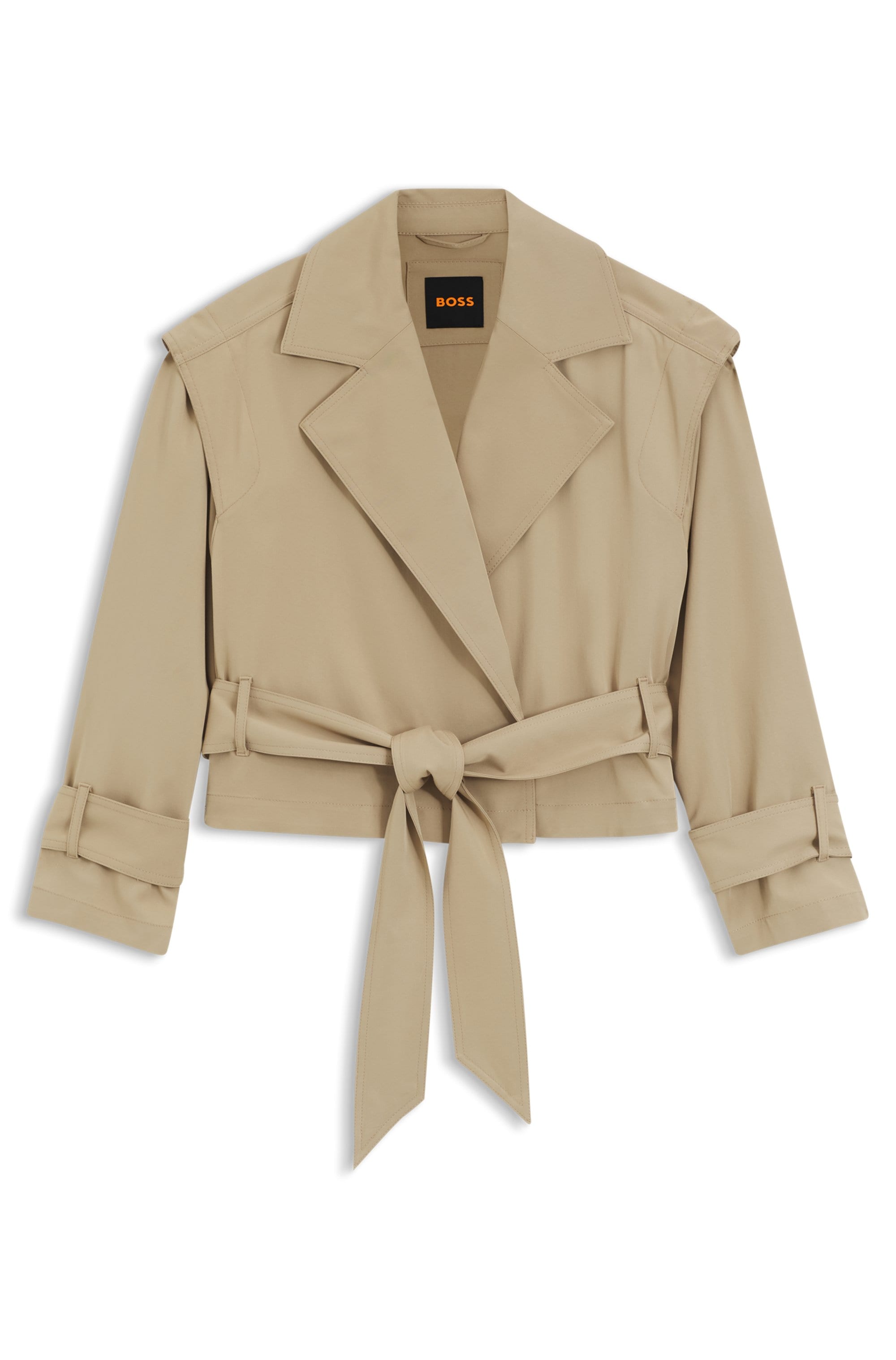BOSS ORANGE Kurzjacke »Jophelia Premium Damenmode« aus softem Materialmix, mit Bindegürtel