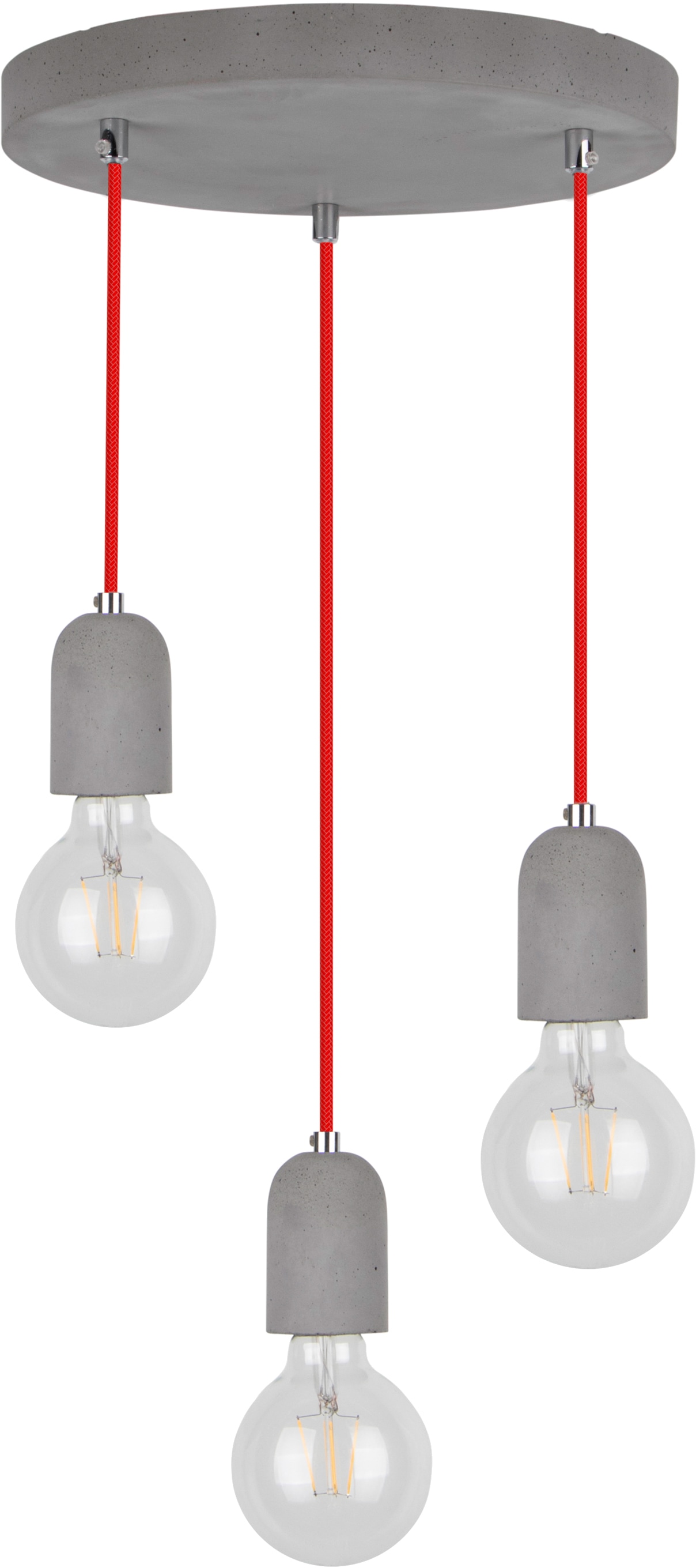 SPOT Light Pendelleuchte »AMORY«, 3 flammig-flammig, Hängeleuchte, Beton,  Kabel in Rot, Ideal für Vintage-Leuchtmittel online bestellen