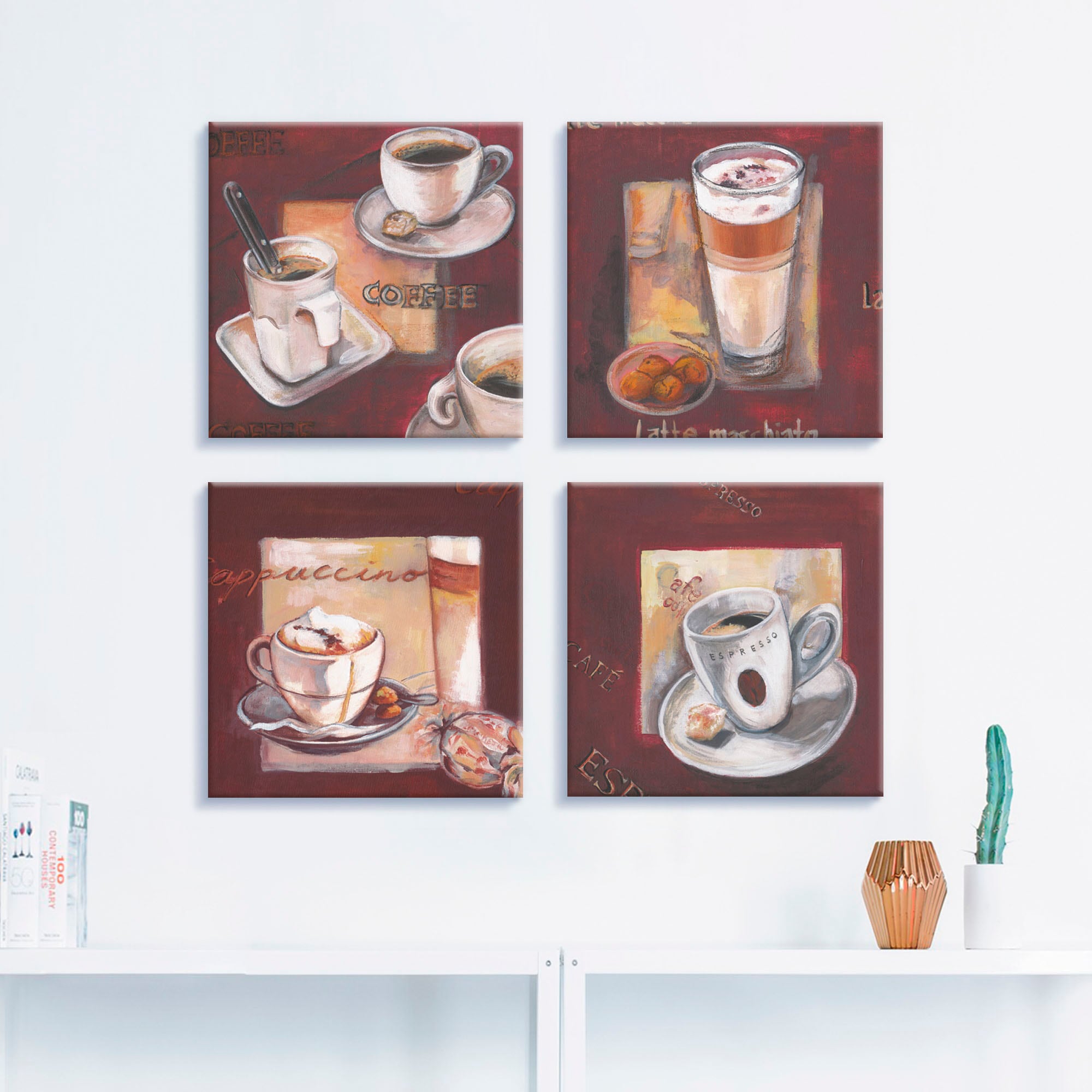 Artland Leinwandbild »Kaffee I, -II, -III, -IV«, Getränke, (4 St.), 4er Set günstig online kaufen