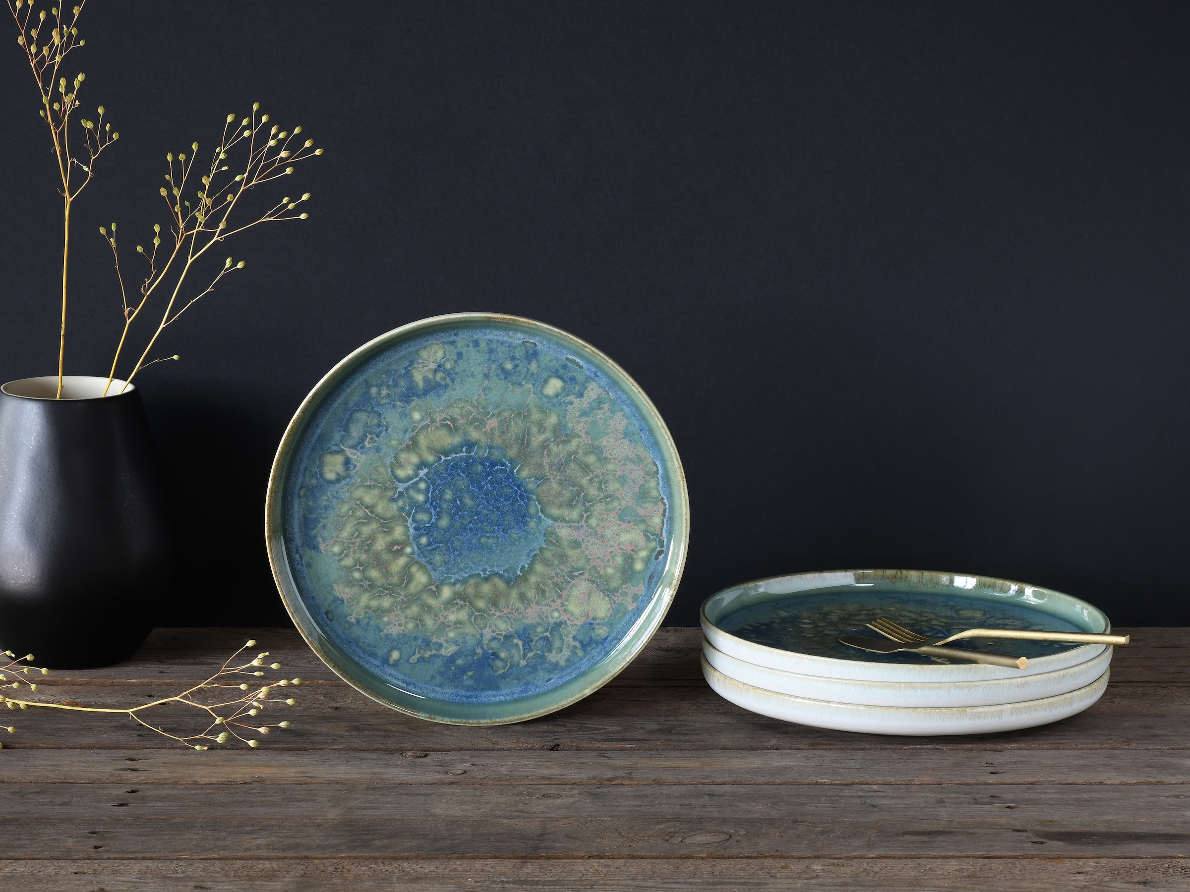 CreaTable Speiseteller »Yuki« Teller Set, reaktiver Digitaldruck, jedes Stück ein Unikat