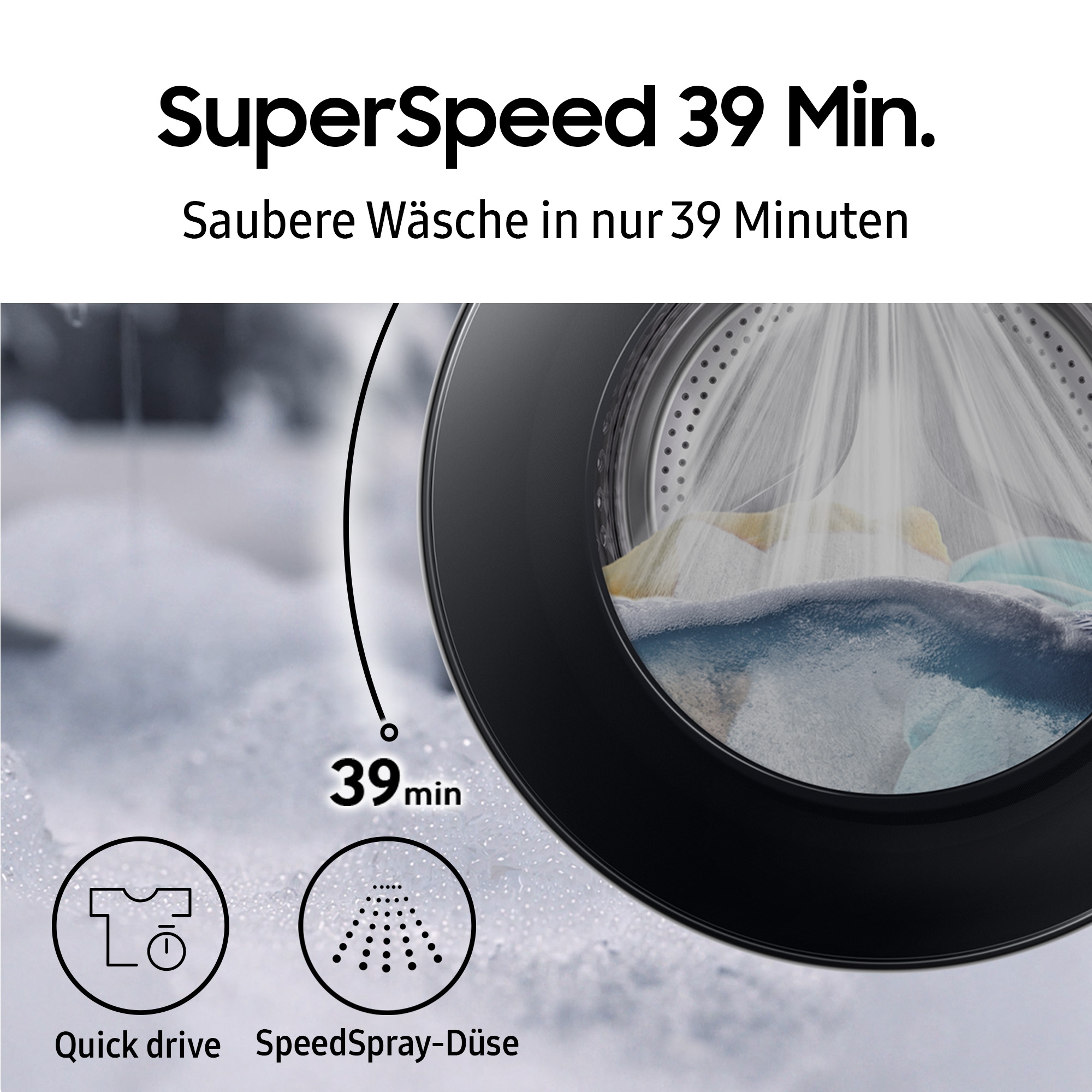 Samsung Waschmaschine »WF90F09C4S«, 9 kg, 1400 U/min, AI Wash mit automatischer Waschmitteldosierung