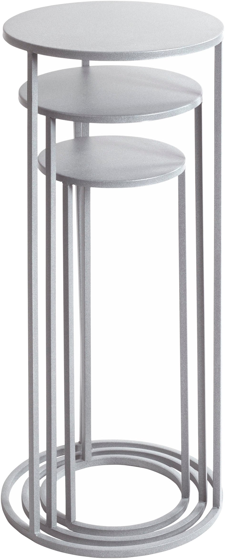 HAKU Blumentisch »Blumenpodest, Blumenständer, Pflanzsäule« Set, 3er Set, 3 Stk. tlg. rund - aus Metall Grau - Ø/H 20/50 und 25/60 und 30/70 cm