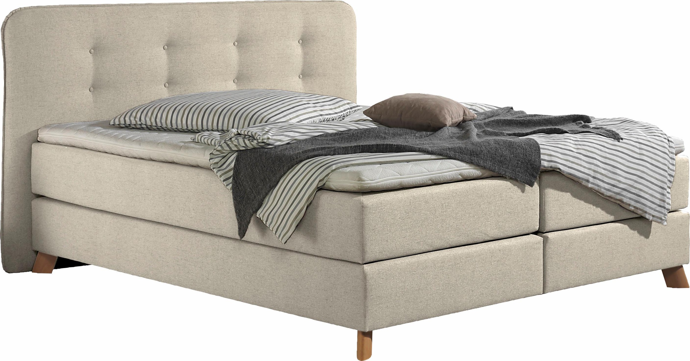 Home affaire Boxspringbett »Cecina«, in 5 Breiten, 3 Ausführungen, 2 Härtegrade, Knopfheftung, Topper