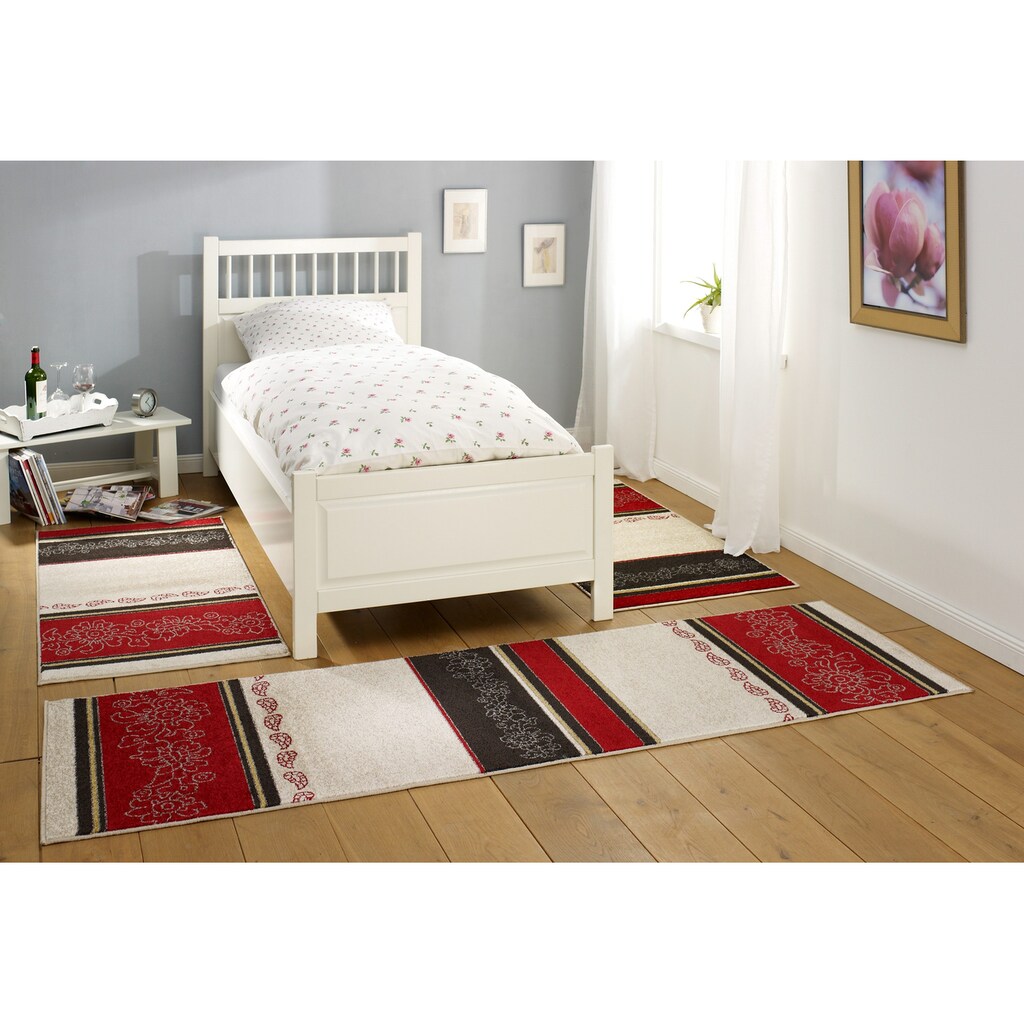 HANSE Home Bettumrandung »Ferrara«, (3 tlg.), Bettvorleger, Florales Design, 3-teiliger Läufer Set fürs Schlafzimmer