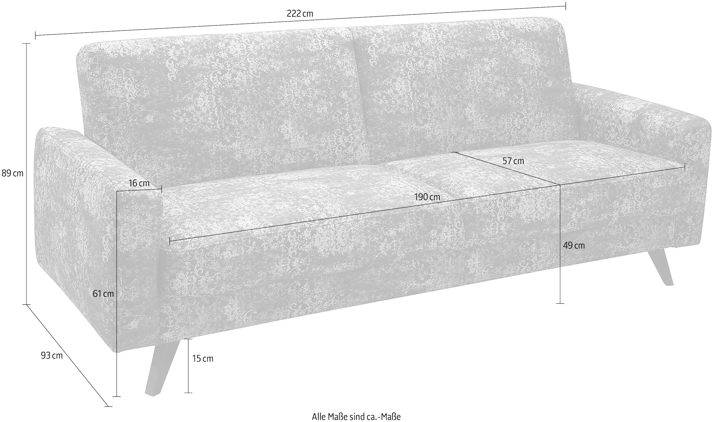exxpo - sofa fashion 3-Sitzer »Side, trendiger Bezugsstoff, toller Sitz- und Liegekomfort, Schlafsofa«, mit Schlaffunktion, Bettkasten und hohe Holzfüße, Solitärmöbel