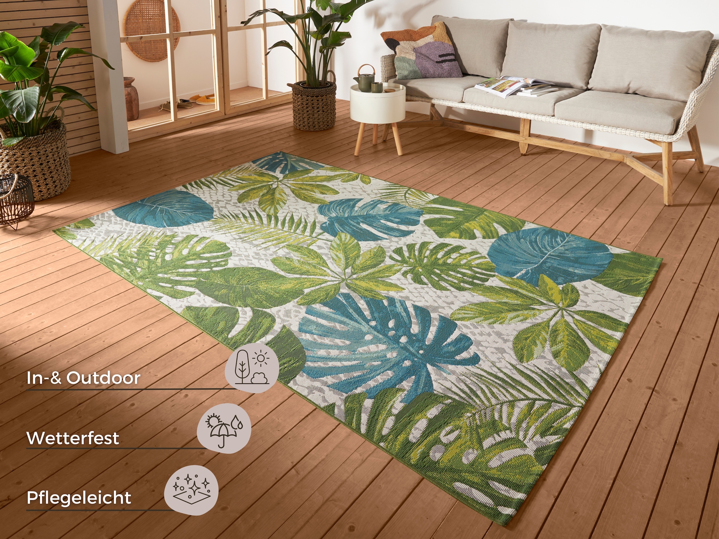 HANSE Home Outdoorteppich »Tropical Leaves«, rechteckig, 3 mm Höhe, In-& Ou günstig online kaufen