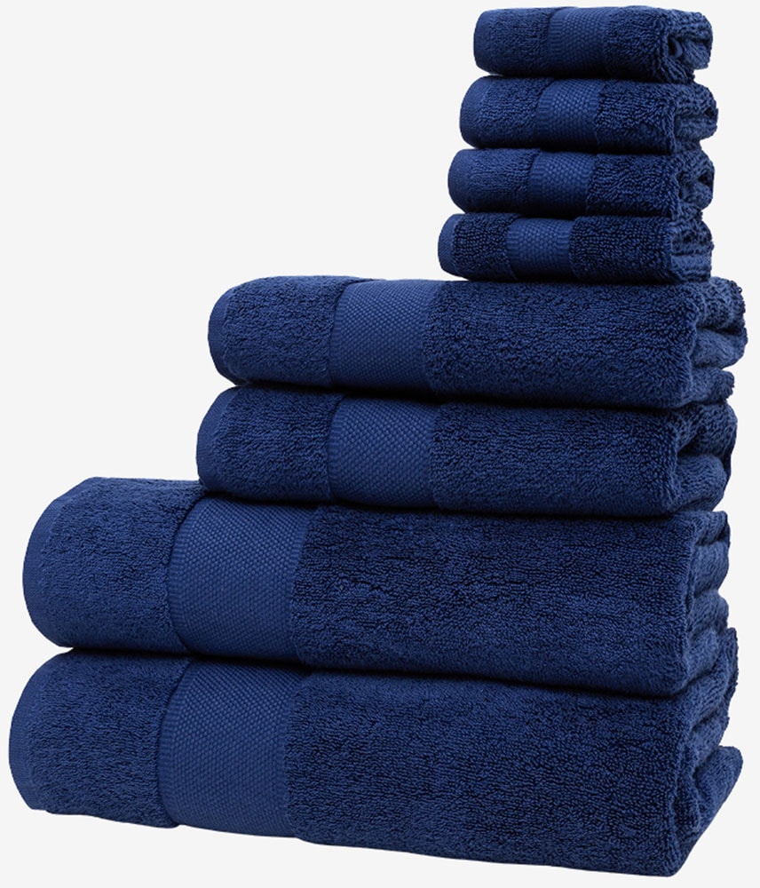 Wolkenfeld Handtuch Set »Premium Low-Twist Baumwolle 550 g/m² – 8-teilig mit Waschlappen« 8 tlg. Frottier 2 Badetücher, 2 Handtücher groß & 4 Waschlappen