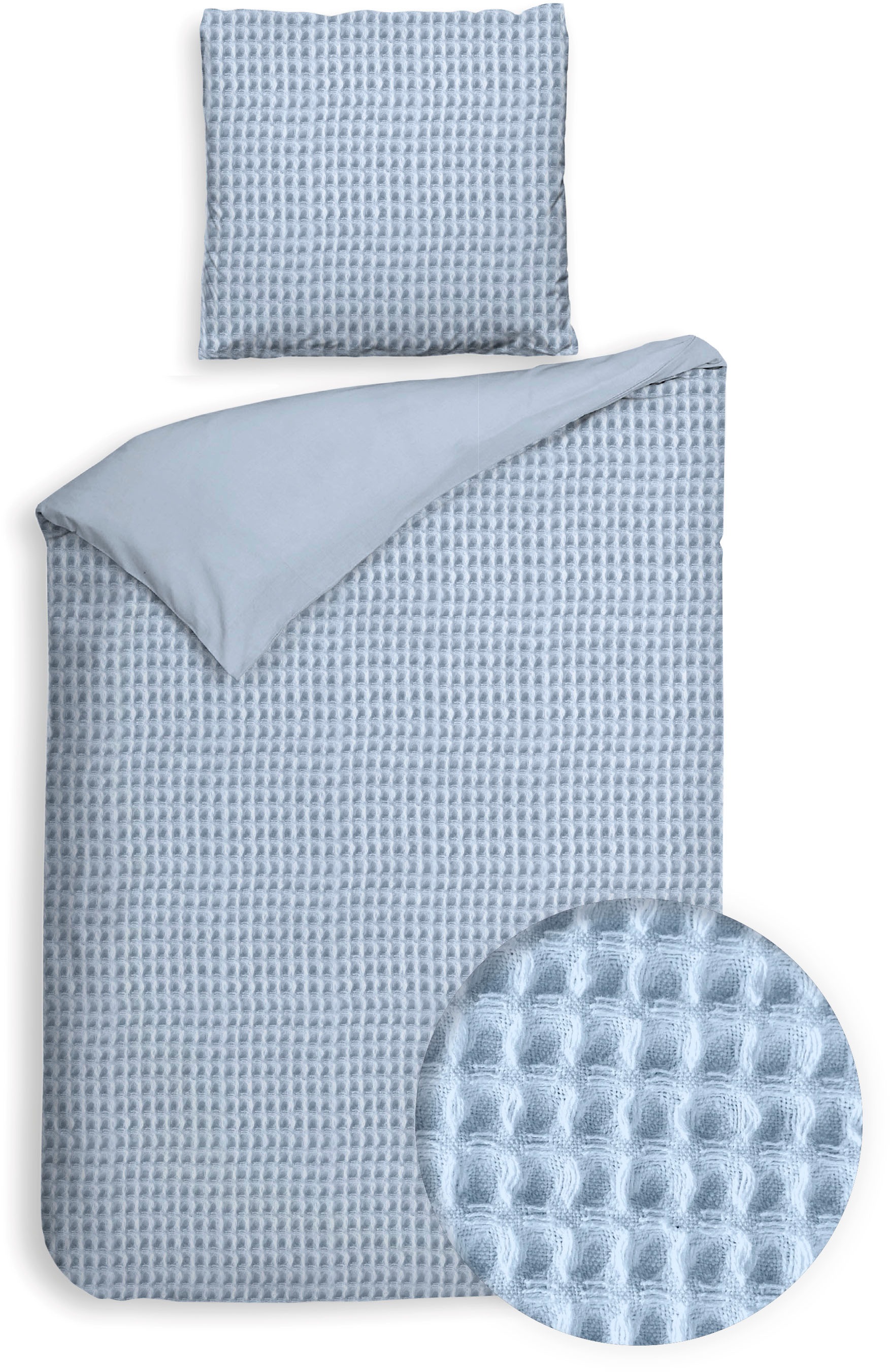 Heckett & Lane Wendebettwäsche »Vafala« 2 Stk. tlg. Waffelmuster,100% Baumwolle ab 135x200 cm.