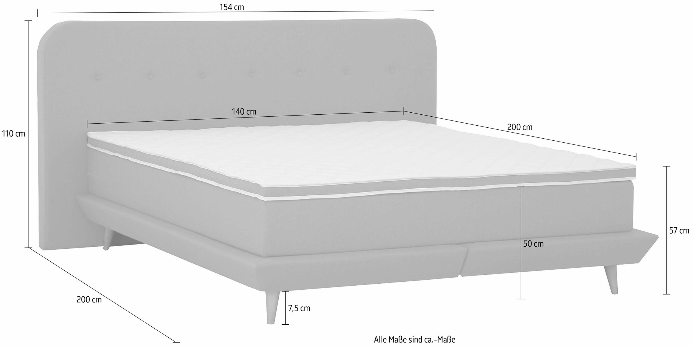 andas Boxspringbett »Premium«, Steppung mit Knopfheftung, inkl. Topper