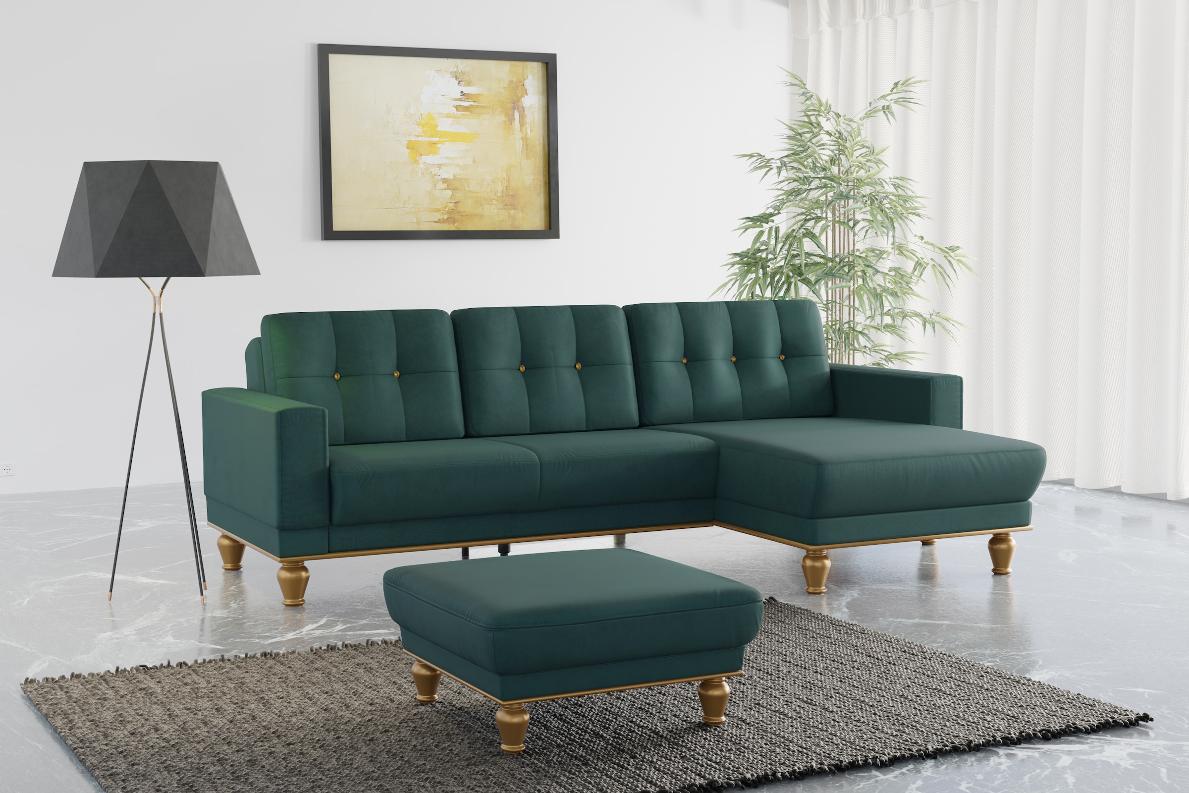 sit&more Ecksofa "Orient 5 V L-Form", mit Strass-Stein, wahlweise mit Bettf günstig online kaufen