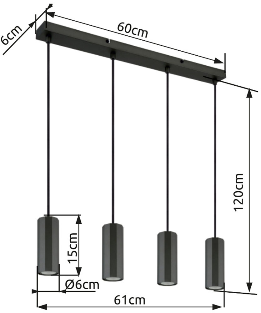 GLOBO LIGHTING Hängeleuchte »JAMES«, Leuchtmittel GU10 | ohne Leuchtmittel, Hängelampe/Pendelleuchte/Esszimmer/Wohnzimmer/Esstisch